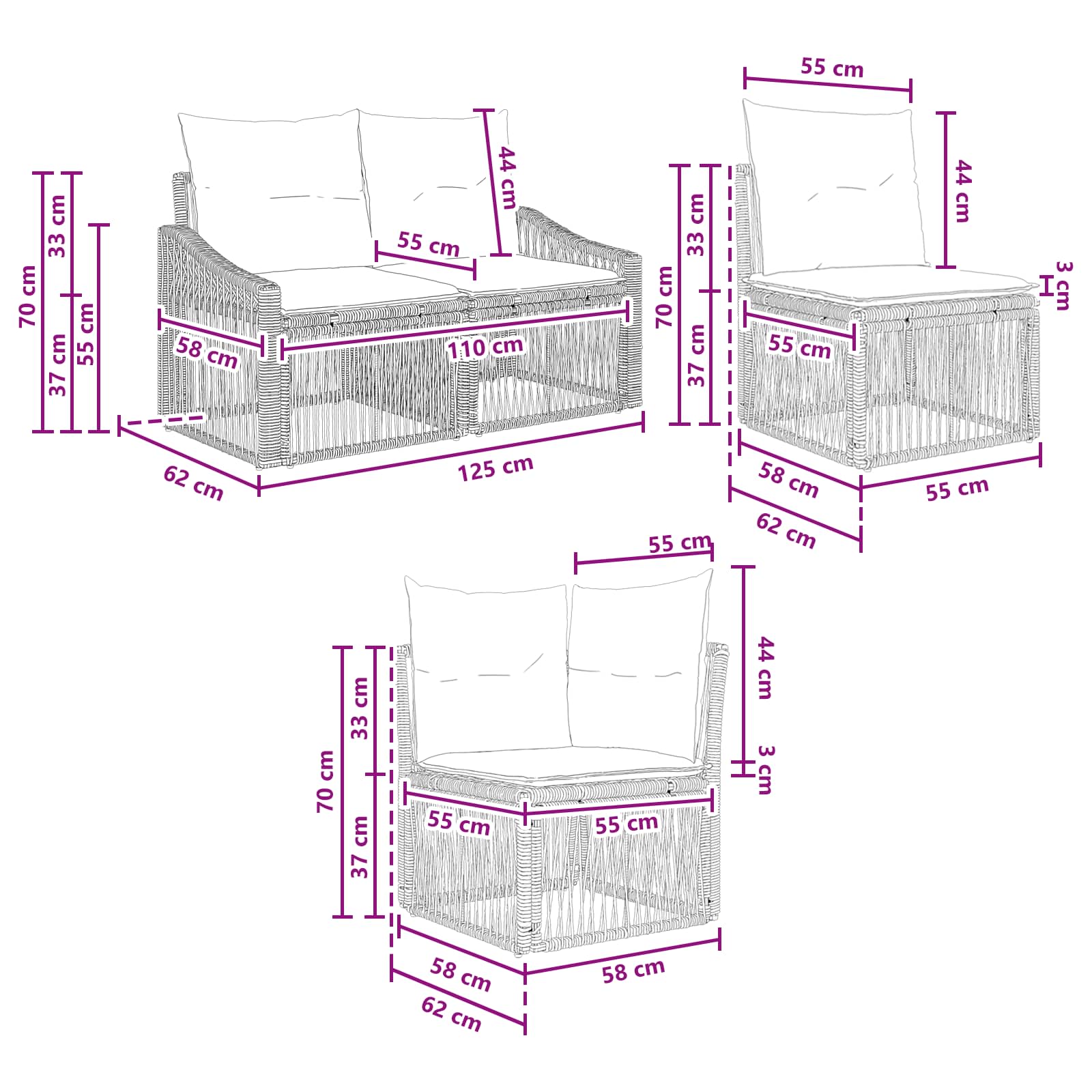 Tuinbankenset 10 pcs Grijs poly rattan is nu te koop bij PeponiXL, paradijselijk wonen!