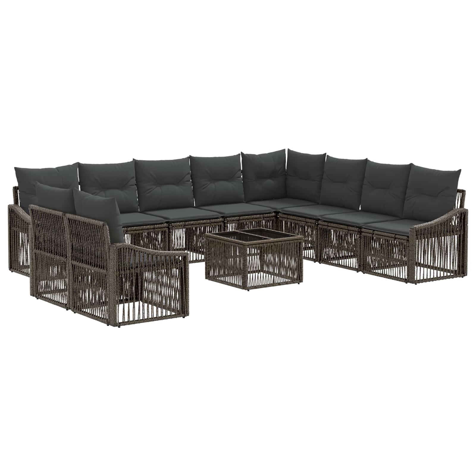 Tuinbankenset 11 pcs Grijs poly rattan is nu te koop bij PeponiXL, paradijselijk wonen!