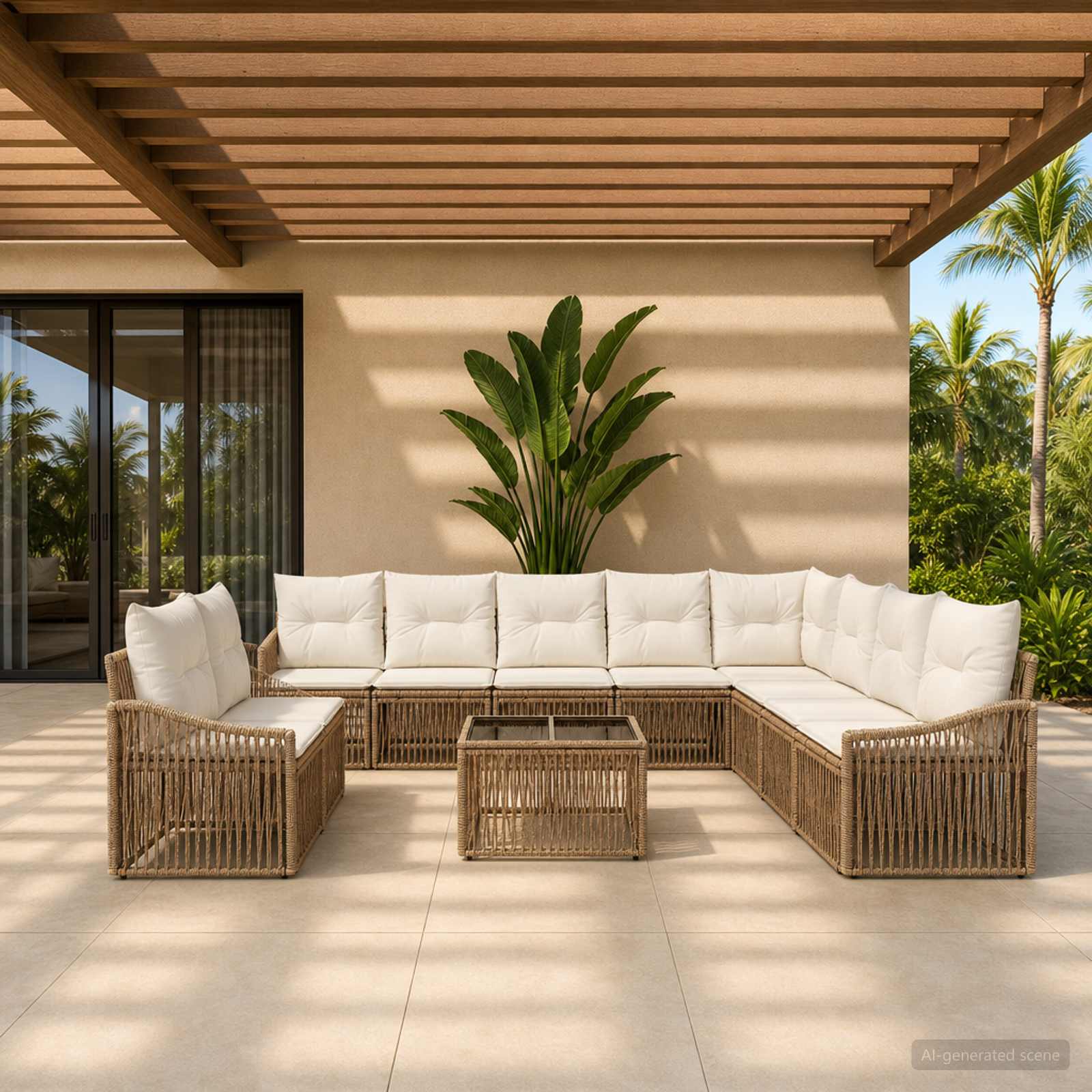 Tuinbankenset 11 pcs Beige poly rattan is nu te koop bij PeponiXL, paradijselijk wonen!