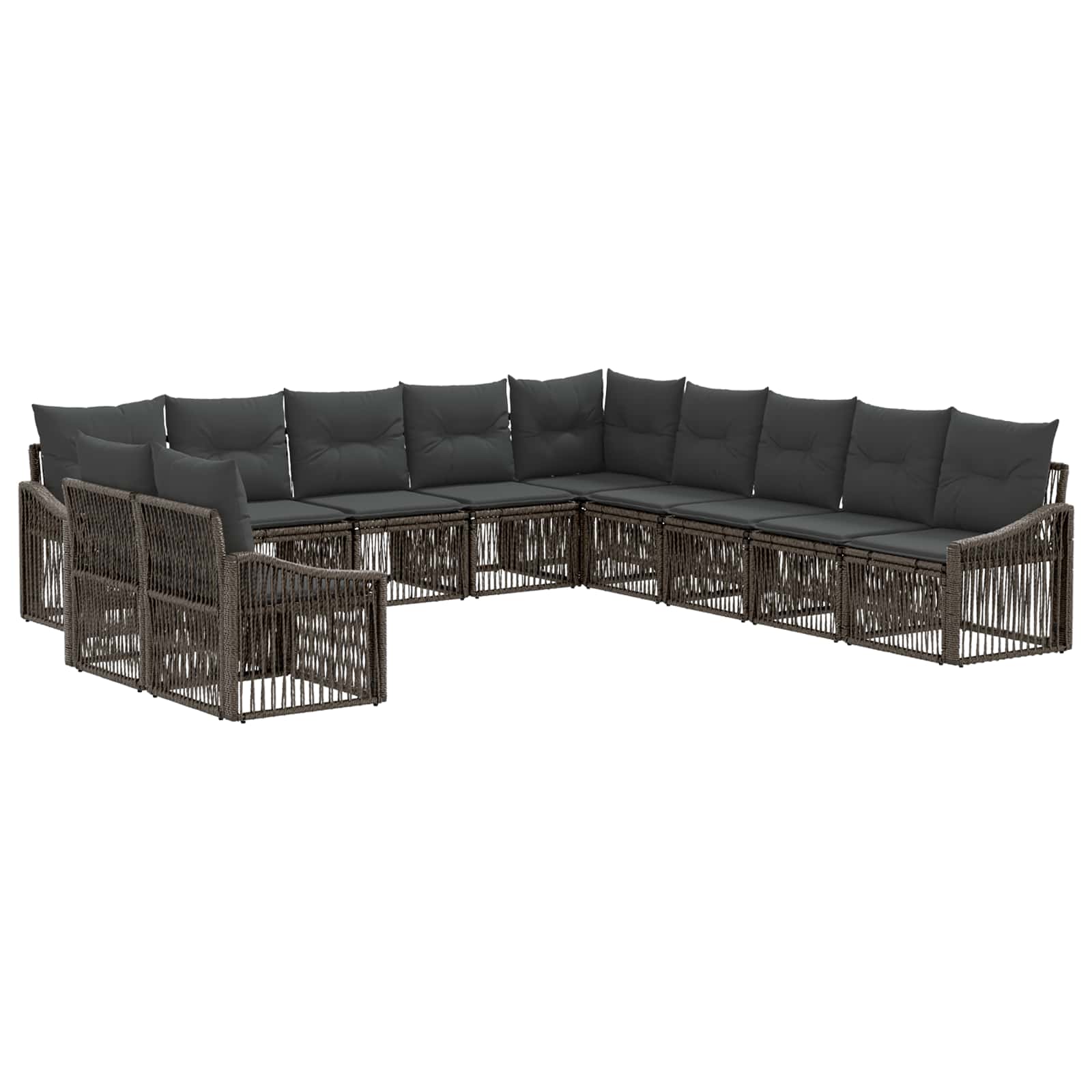 Tuinbankenset 11 pcs Grijs poly rattan is nu te koop bij PeponiXL, paradijselijk wonen!