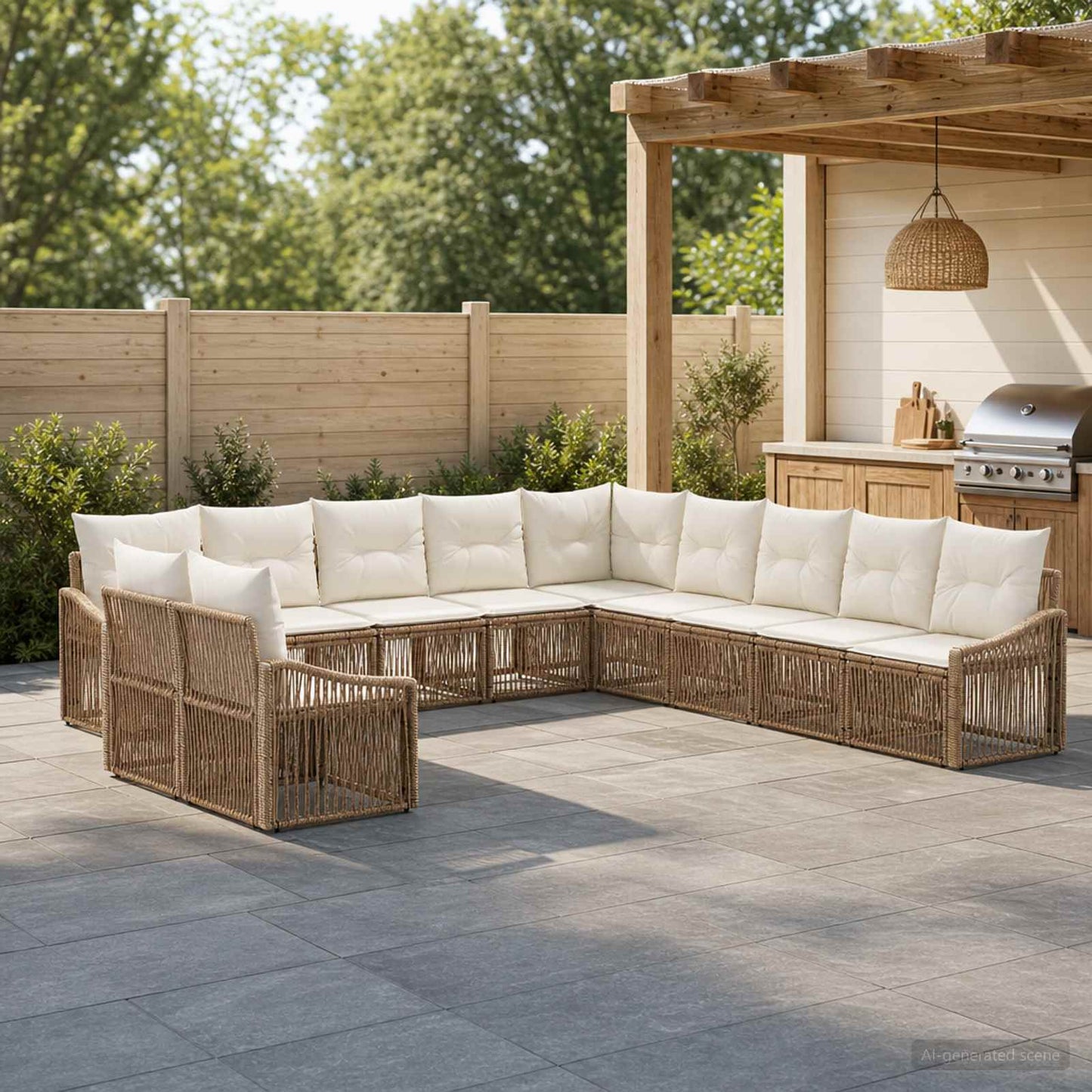 Tuinbankenset 11 pcs Beige poly rattan is nu te koop bij PeponiXL, paradijselijk wonen!