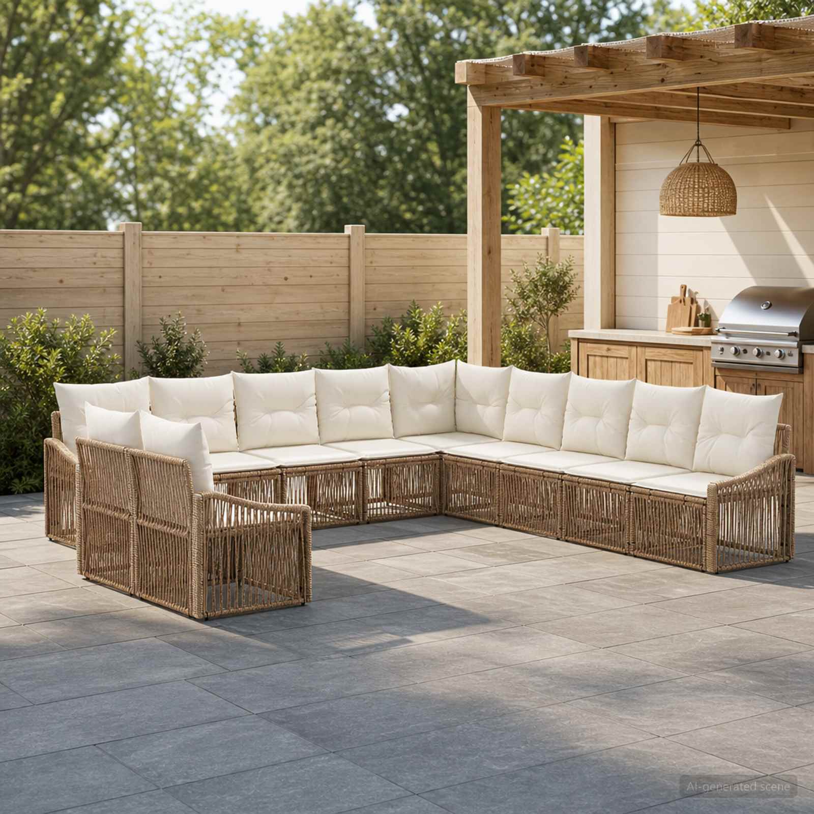Tuinbankenset 11 pcs Beige poly rattan is nu te koop bij PeponiXL, paradijselijk wonen!