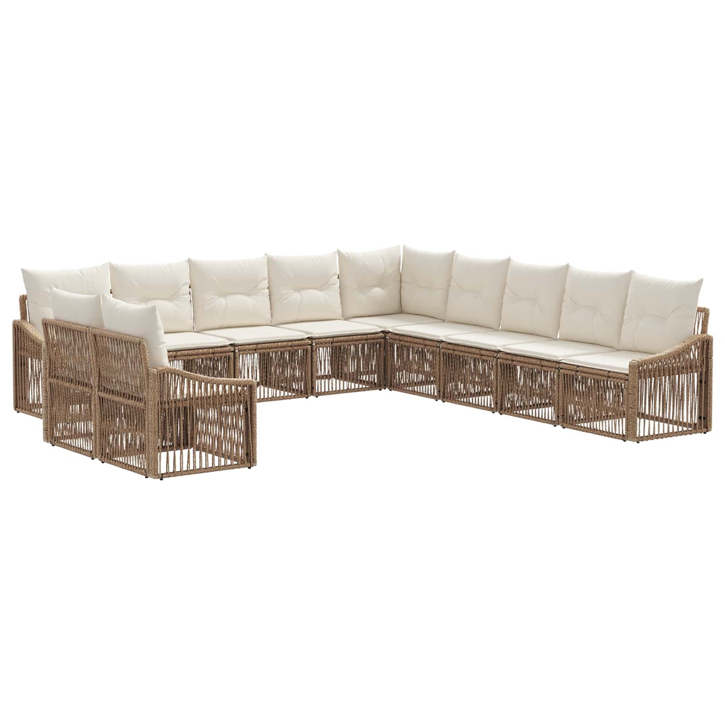 Tuinbankenset 11 pcs Beige poly rattan is nu te koop bij PeponiXL, paradijselijk wonen!
