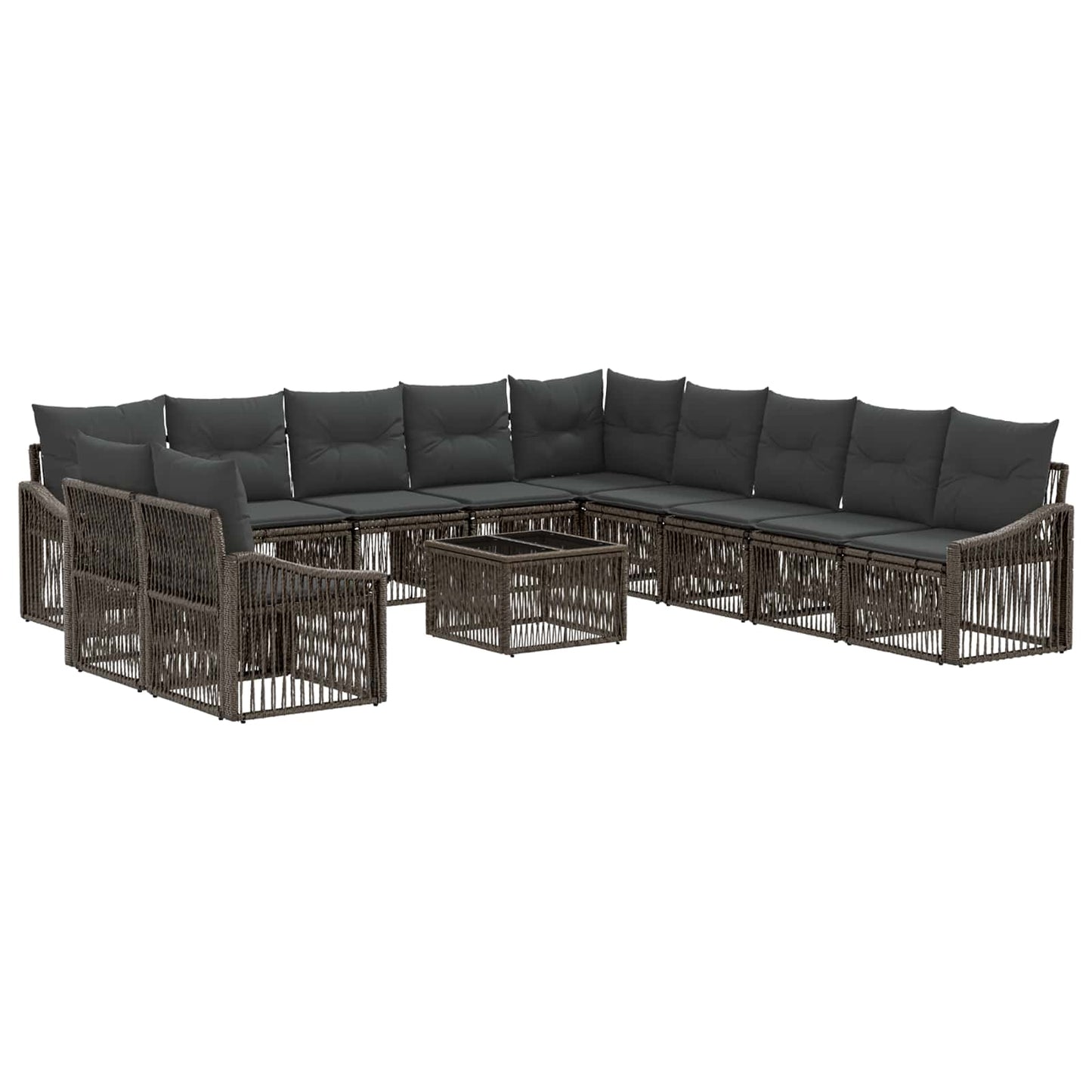 Tuinbankenset 12 pcs Grijs poly rattan is nu te koop bij PeponiXL, paradijselijk wonen!