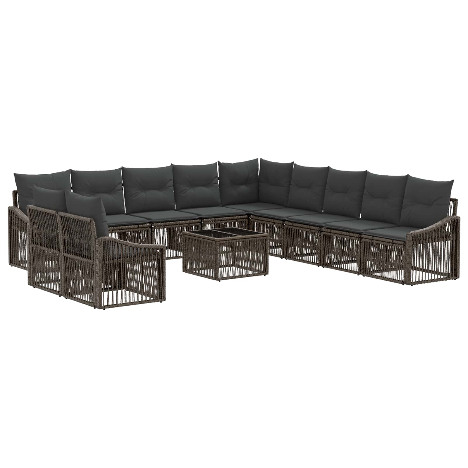 Tuinbankenset 12 pcs Grijs poly rattan is nu te koop bij PeponiXL, paradijselijk wonen!