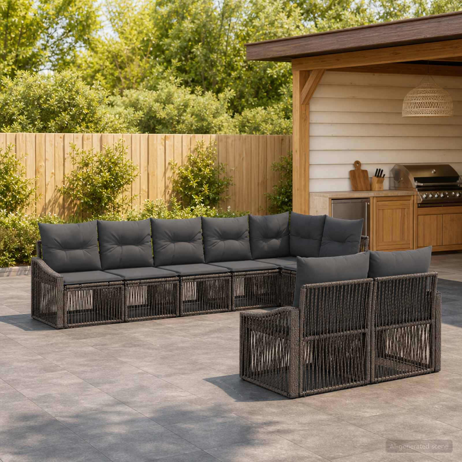 Tuinbankenset 8 pcs Grijs poly rattan is nu te koop bij PeponiXL, paradijselijk wonen!