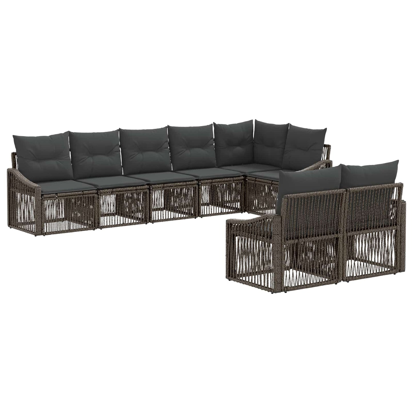 Tuinbankenset 8 pcs Grijs poly rattan is nu te koop bij PeponiXL, paradijselijk wonen!
