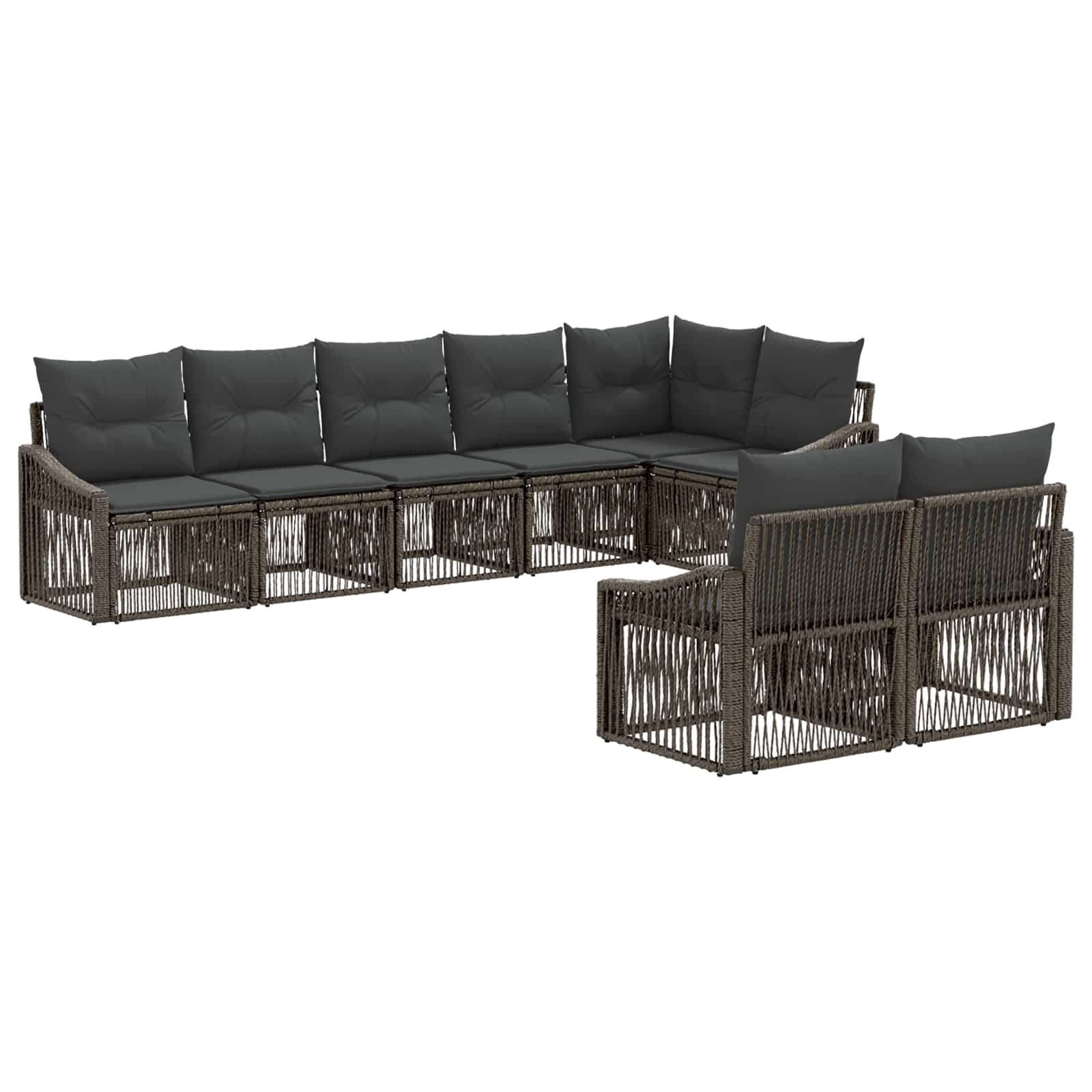 Tuinbankenset 8 pcs Grijs poly rattan is nu te koop bij PeponiXL, paradijselijk wonen!