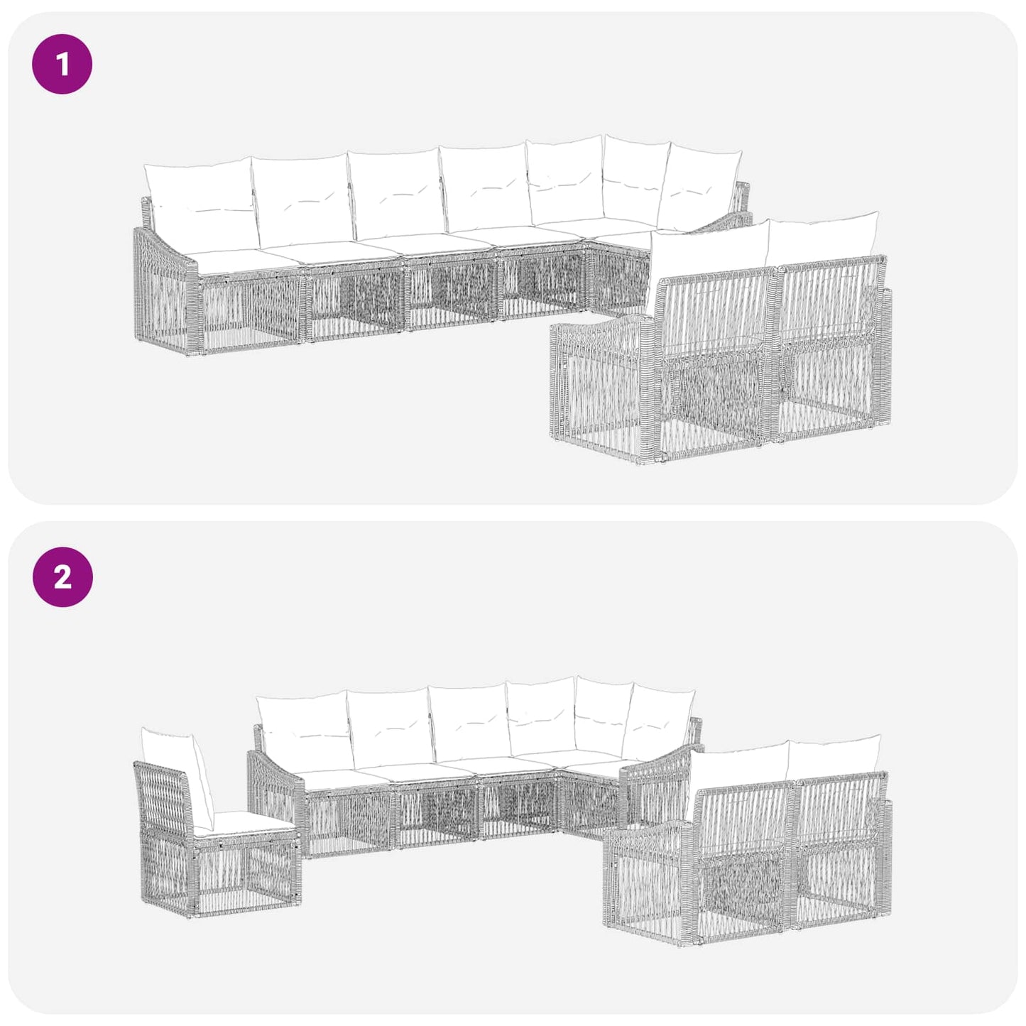 Tuinbankenset 8 pcs Grijs poly rattan is nu te koop bij PeponiXL, paradijselijk wonen!