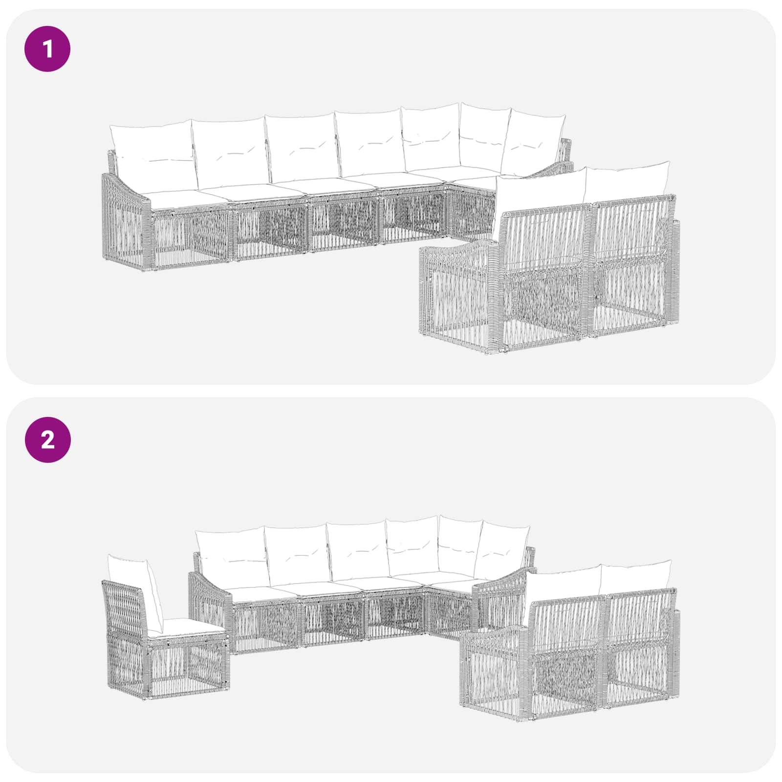 Tuinbankenset 8 pcs Grijs poly rattan is nu te koop bij PeponiXL, paradijselijk wonen!