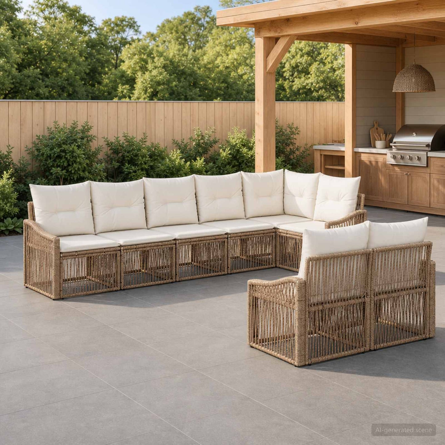Tuinbankenset 8 pcs Beige poly rattan is nu te koop bij PeponiXL, paradijselijk wonen!