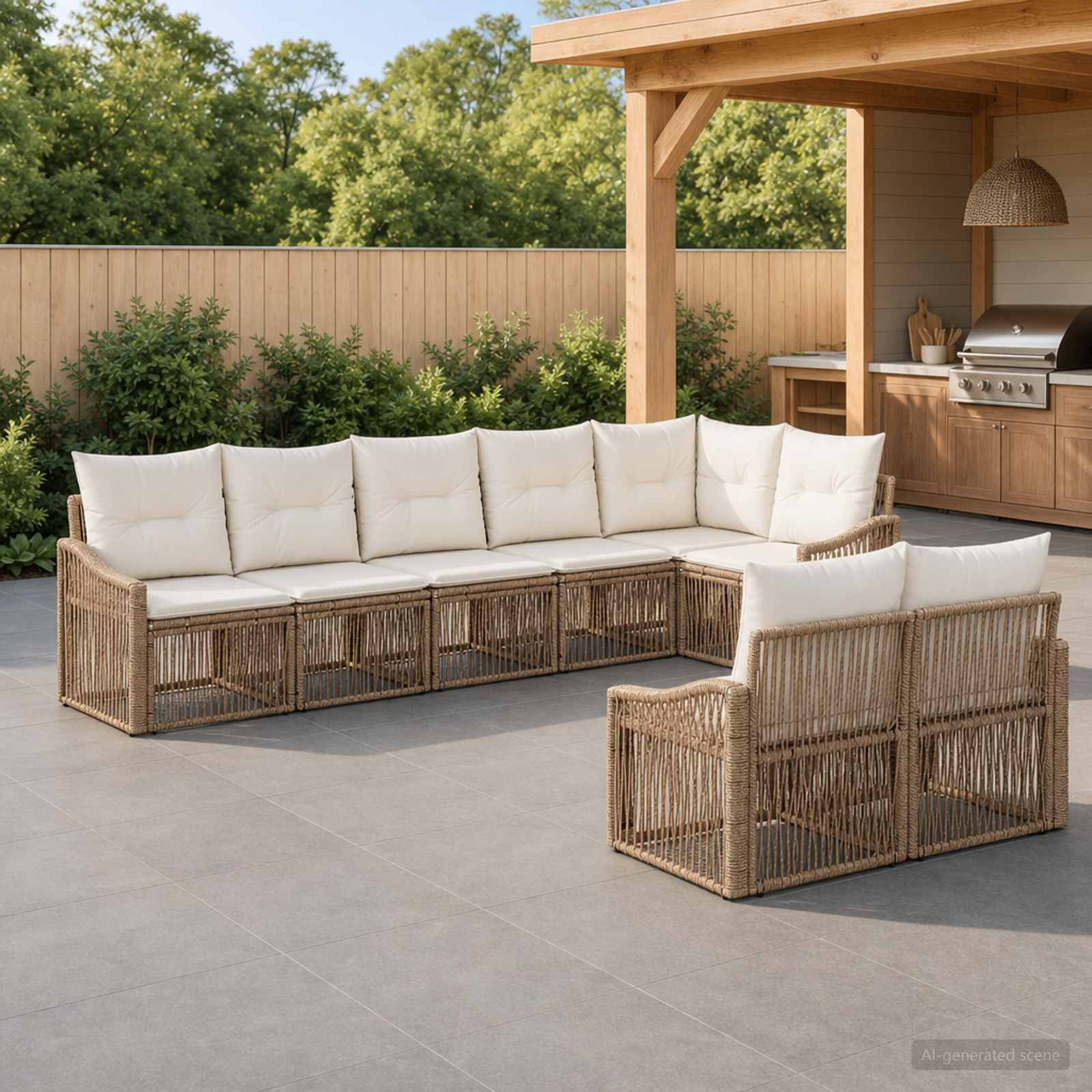 Tuinbankenset 8 pcs Beige poly rattan is nu te koop bij PeponiXL, paradijselijk wonen!