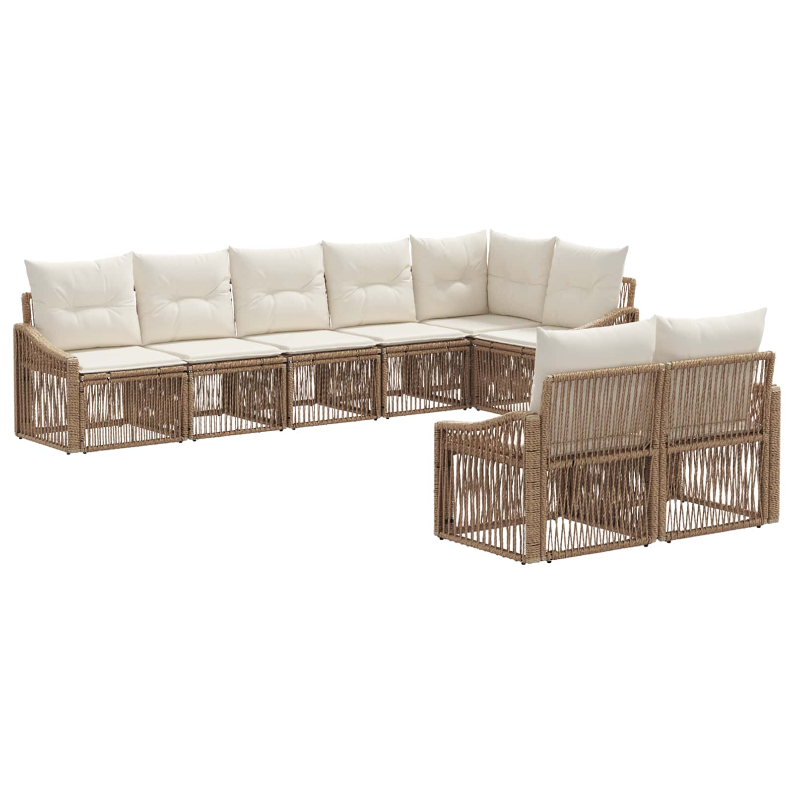 Tuinbankenset 8 pcs Beige poly rattan is nu te koop bij PeponiXL, paradijselijk wonen!