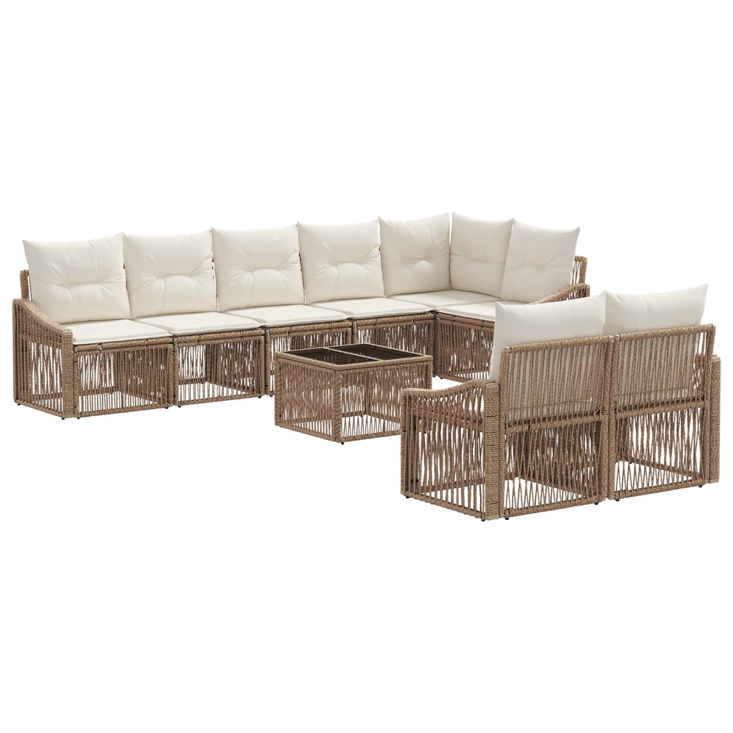 Tuinbankenset 9 pcs Beige poly rattan is nu te koop bij PeponiXL, paradijselijk wonen!