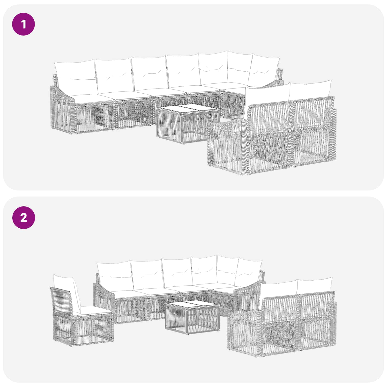 Tuinbankenset 9 pcs Beige poly rattan is nu te koop bij PeponiXL, paradijselijk wonen!