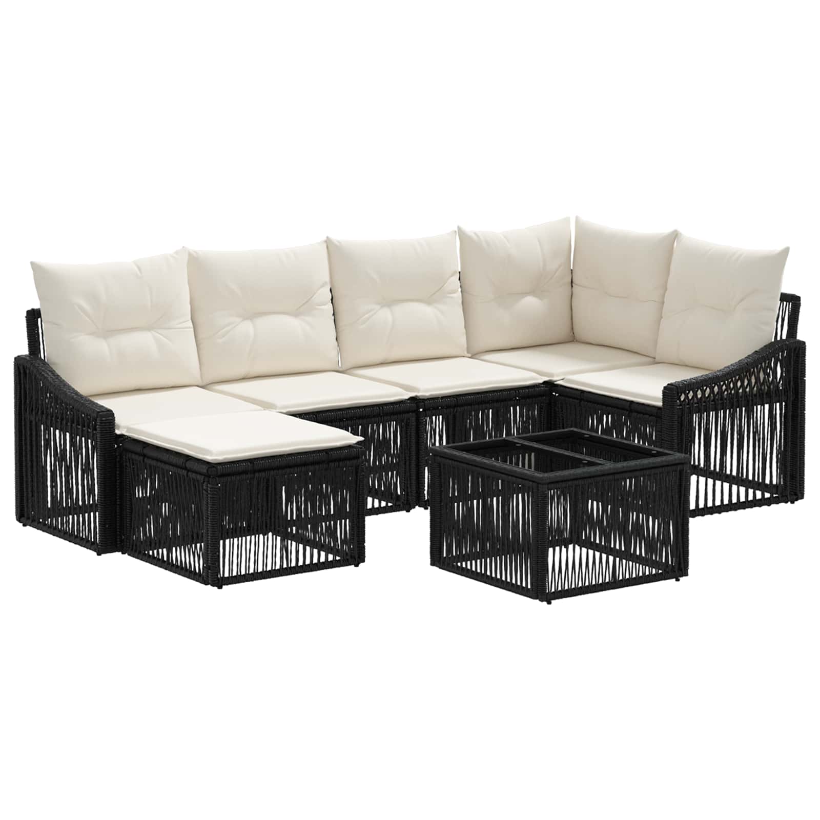 Tuinbankenset 7 pcs Zwart poly rattan is nu te koop bij PeponiXL, paradijselijk wonen!