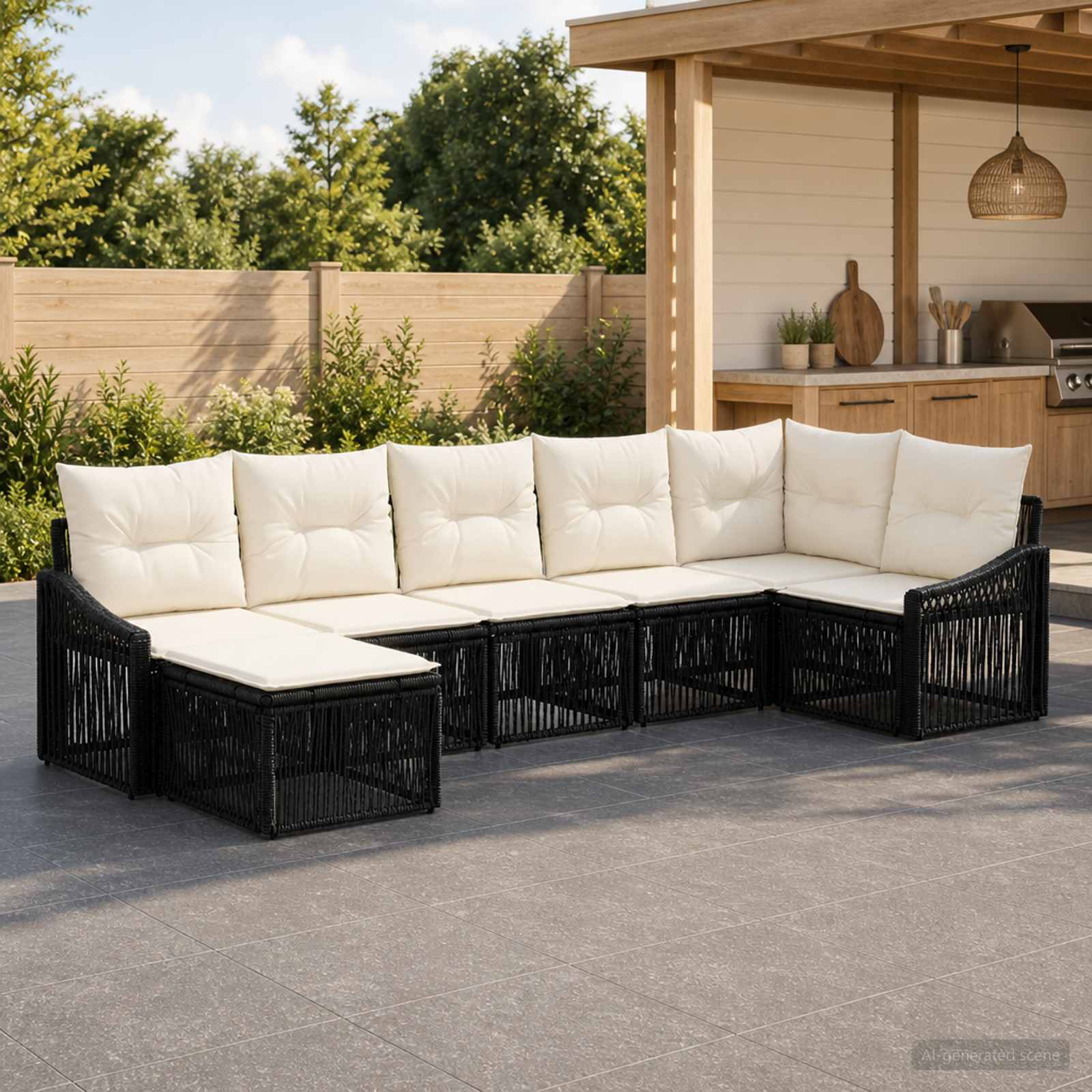 Tuinbankenset 7 pcs Zwart poly rattan is nu te koop bij PeponiXL, paradijselijk wonen!