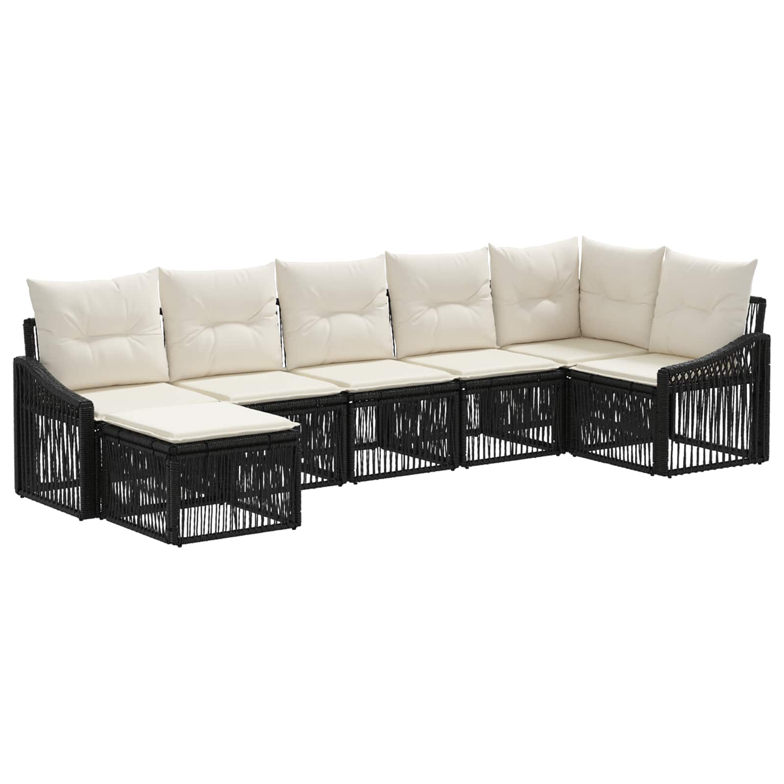 Tuinbankenset 7 pcs Zwart poly rattan is nu te koop bij PeponiXL, paradijselijk wonen!