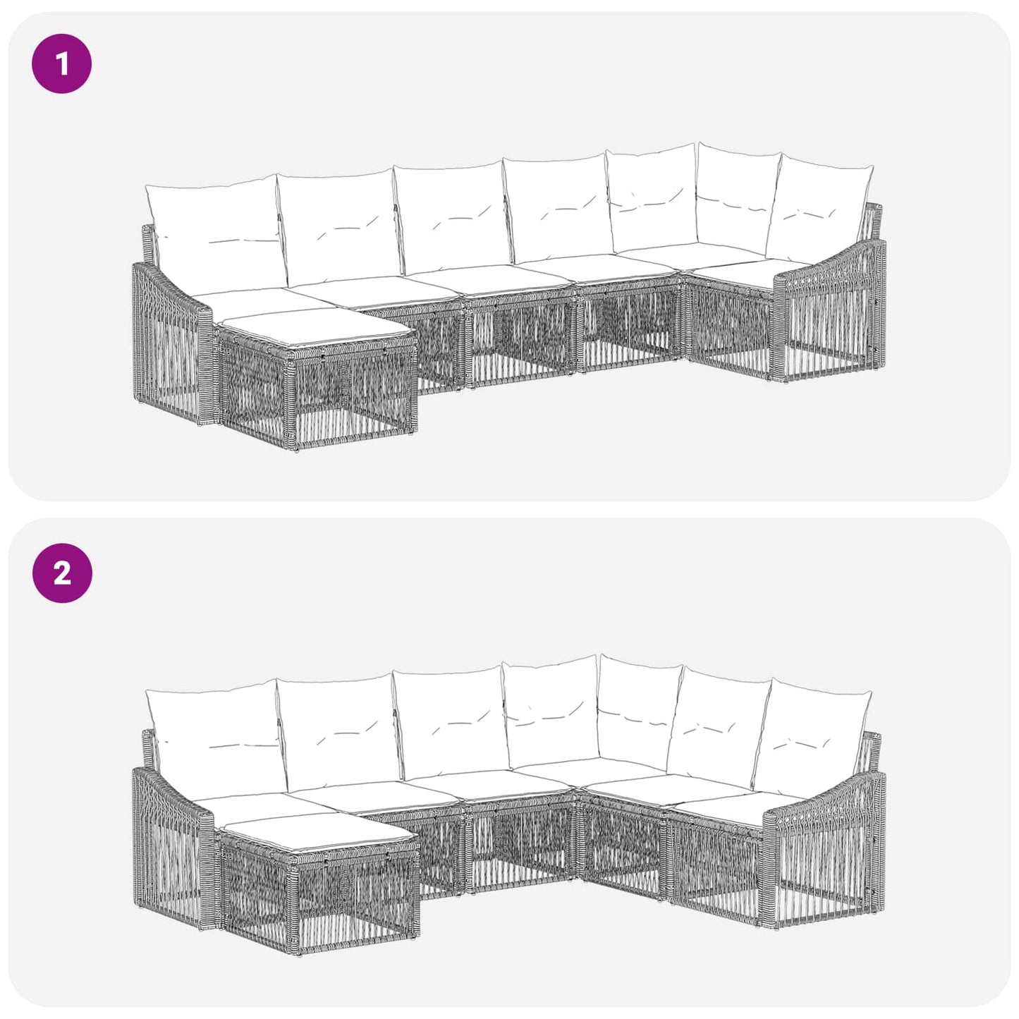 Tuinbankenset 7 pcs Zwart poly rattan is nu te koop bij PeponiXL, paradijselijk wonen!