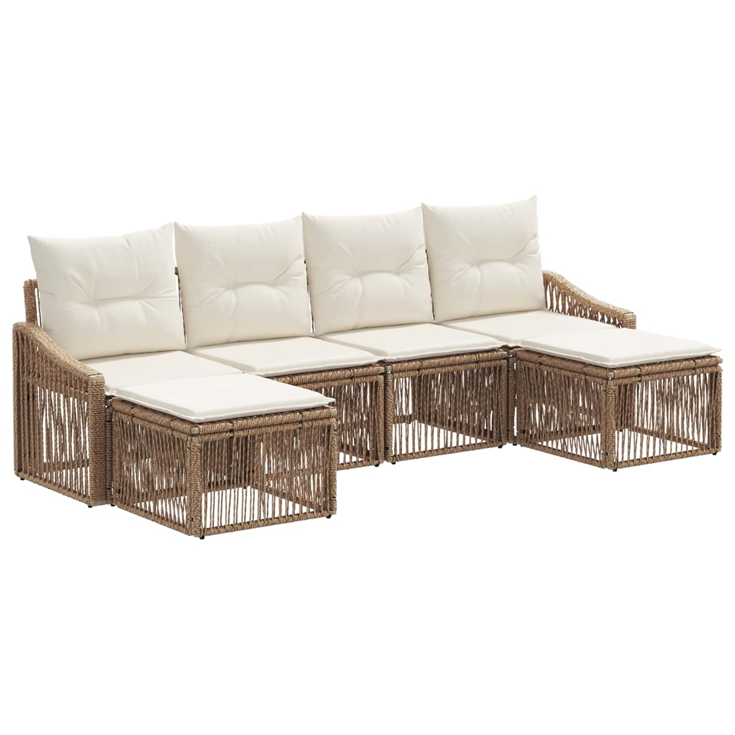 Tuinbankenset 6 pcs Beige poly rattan is nu te koop bij PeponiXL, paradijselijk wonen!