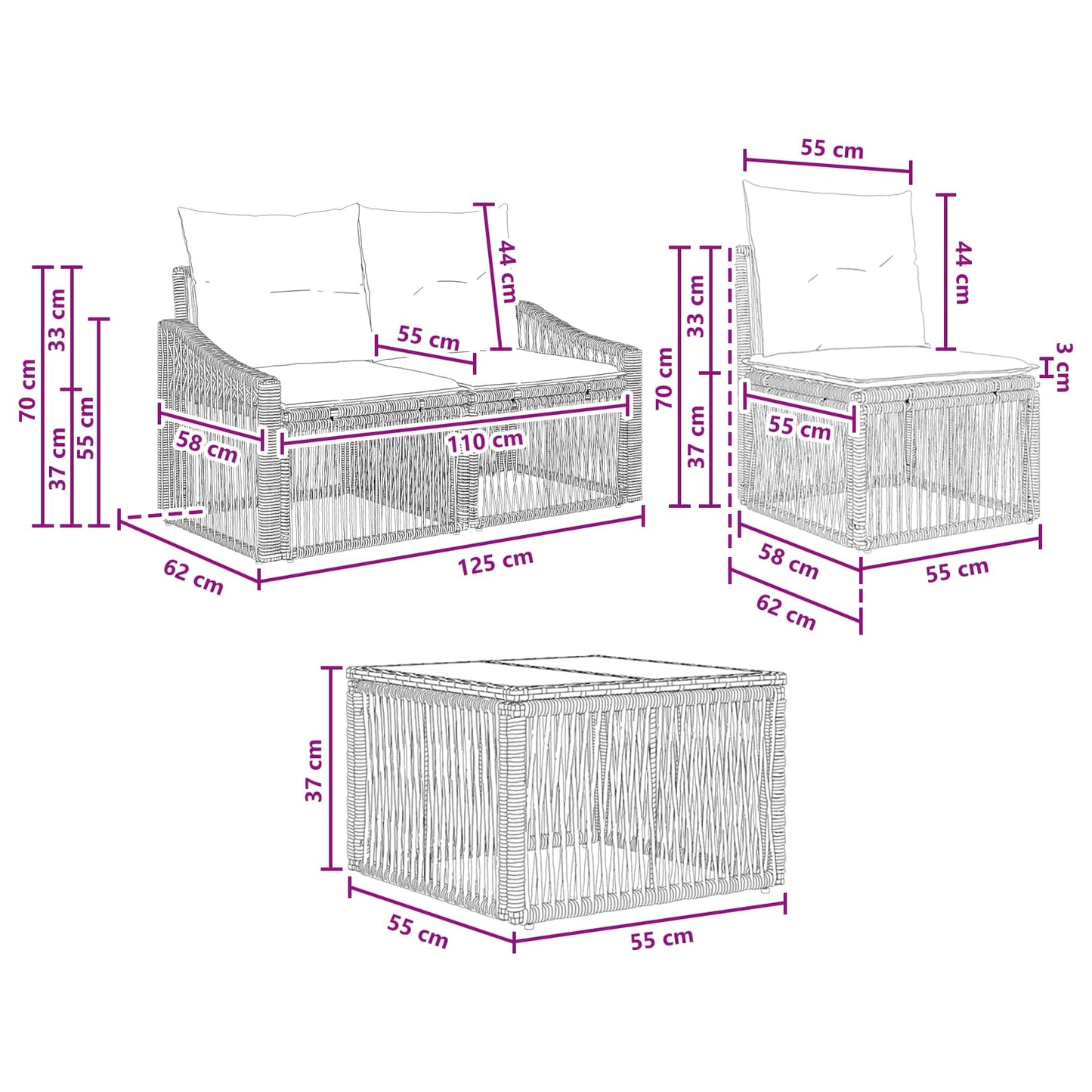 Tuinbankenset 6 pcs Beige poly rattan is nu te koop bij PeponiXL, paradijselijk wonen!