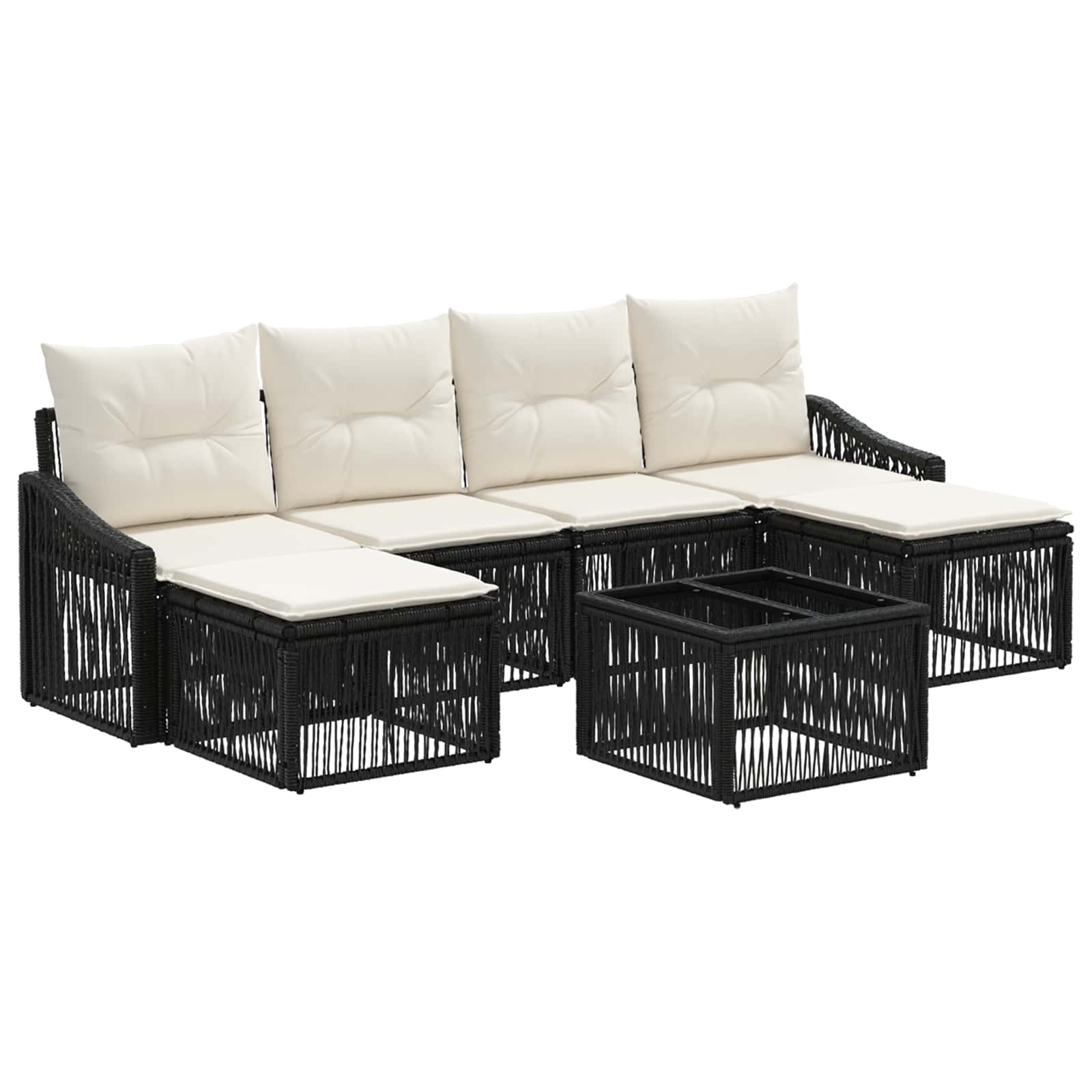 Tuinbankenset 7 pcs Zwart poly rattan is nu te koop bij PeponiXL, paradijselijk wonen!