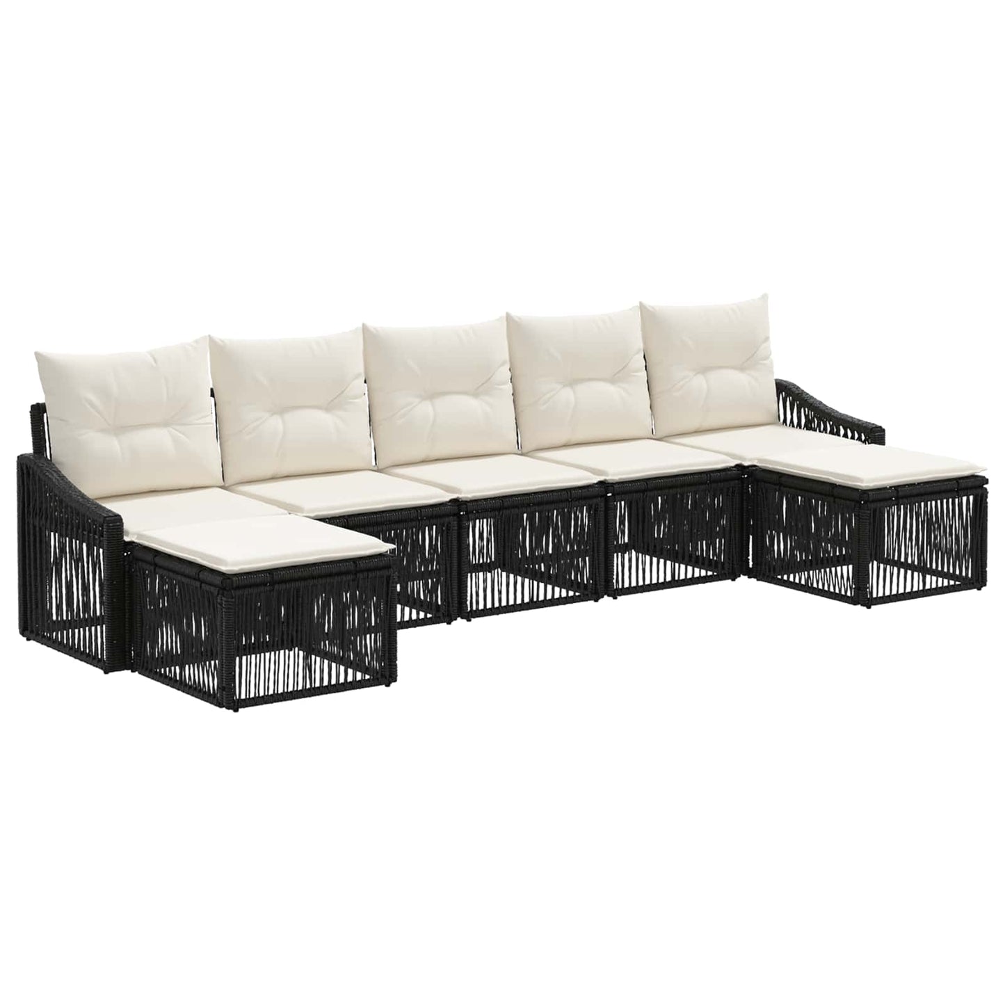 Tuinbankenset 7 pcs Zwart poly rattan is nu te koop bij PeponiXL, paradijselijk wonen!
