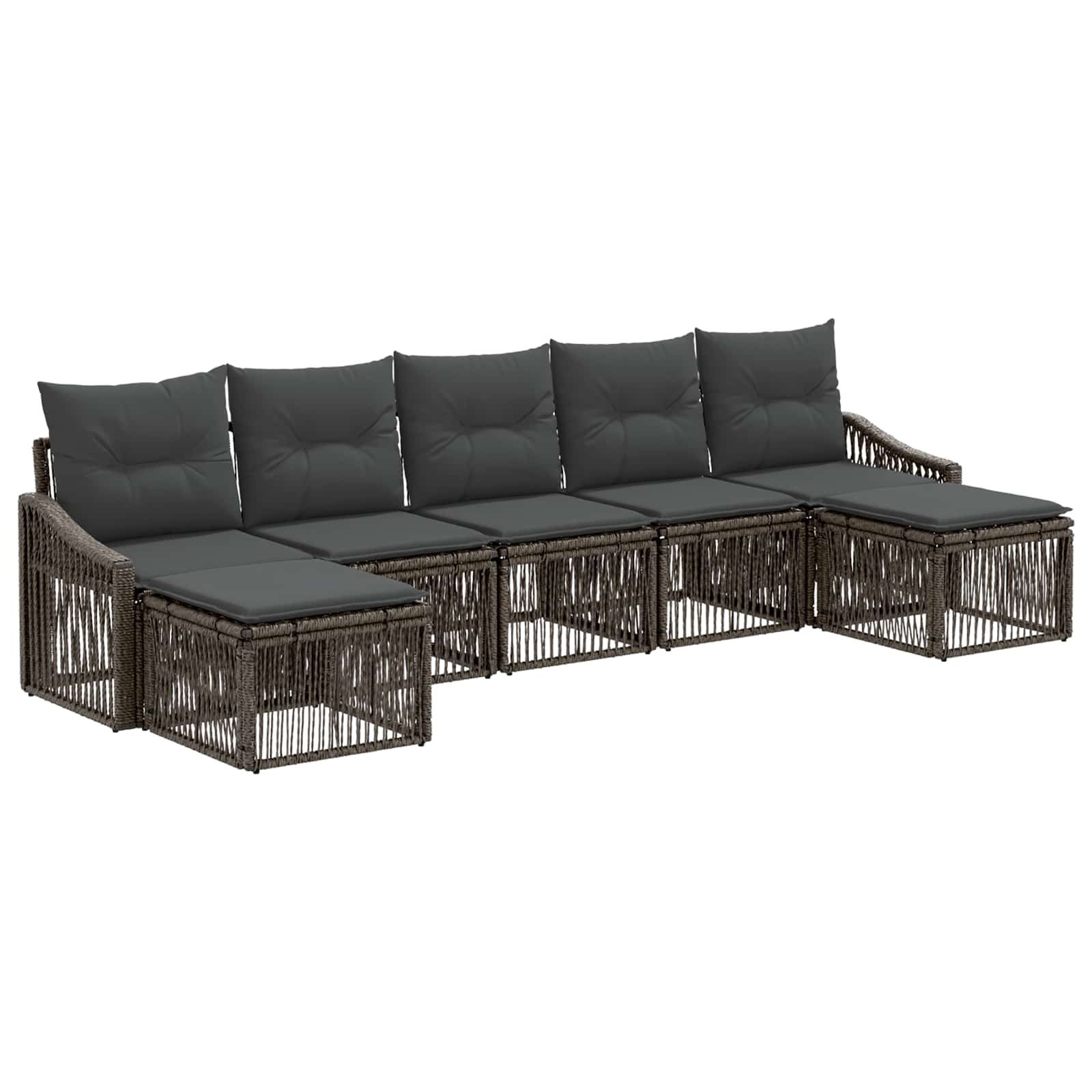 Tuinbankenset 7 pcs Grijs poly rattan is nu te koop bij PeponiXL, paradijselijk wonen!