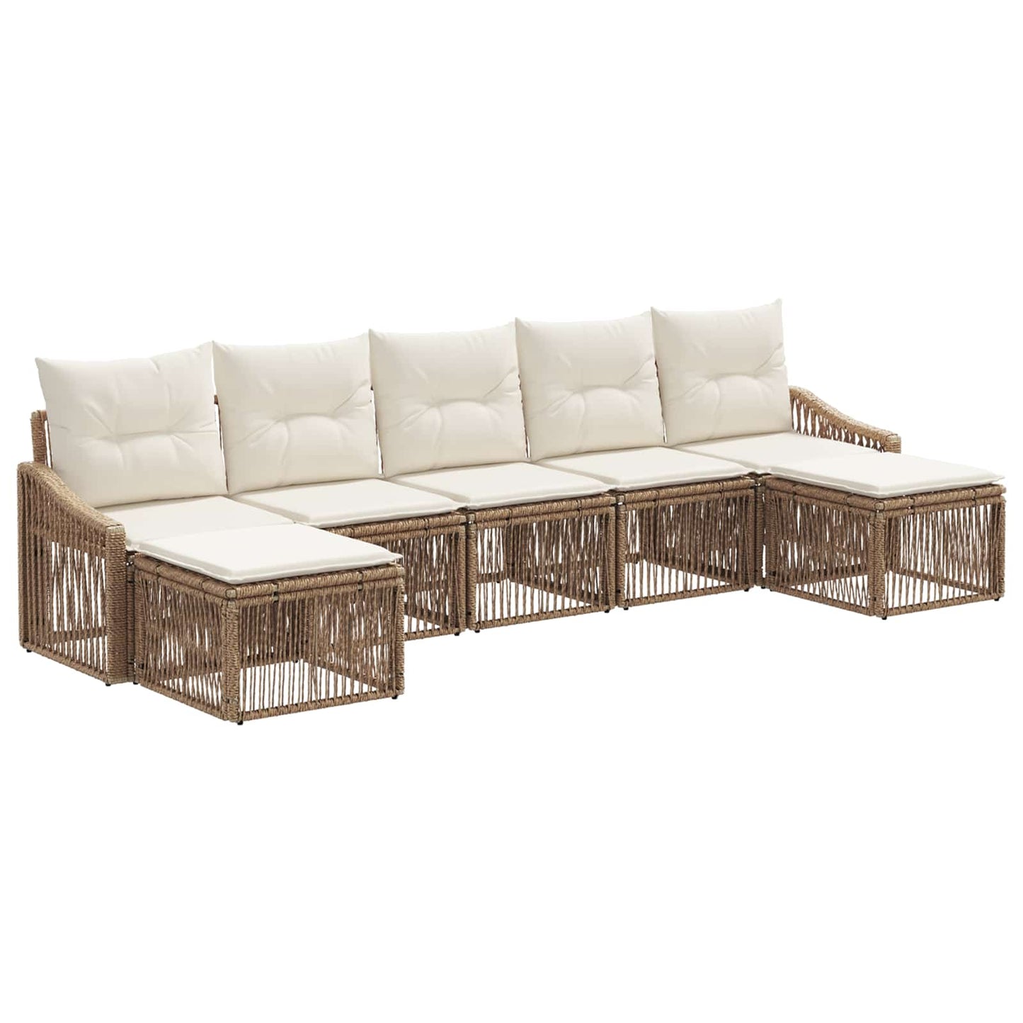 Tuinbankenset 7 pcs Beige poly rattan is nu te koop bij PeponiXL, paradijselijk wonen!
