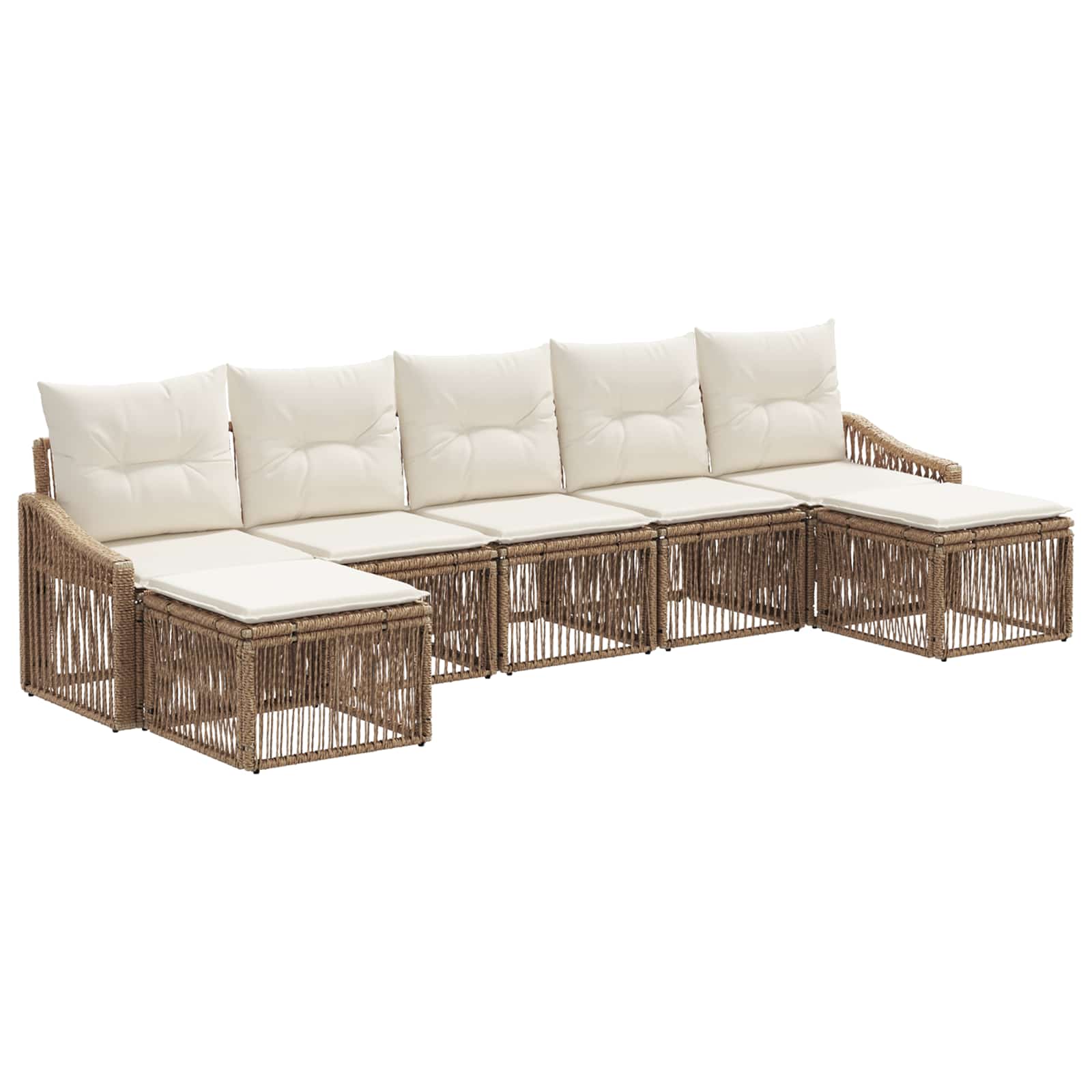 Tuinbankenset 7 pcs Beige poly rattan is nu te koop bij PeponiXL, paradijselijk wonen!
