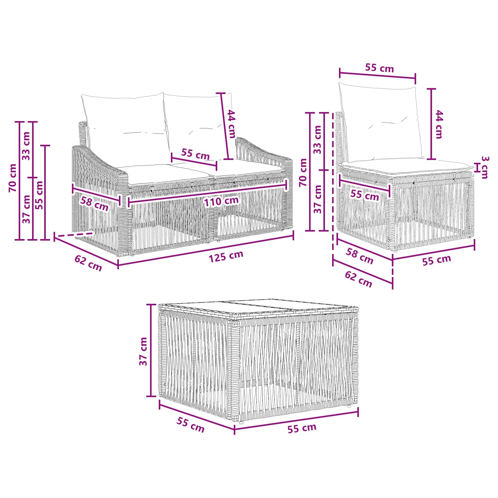 Tuinbankenset 7 pcs Beige poly rattan is nu te koop bij PeponiXL, paradijselijk wonen!