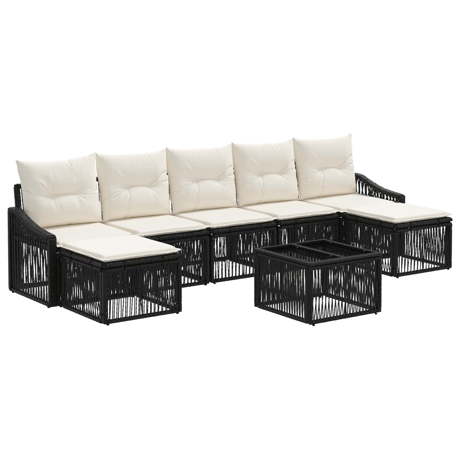 Tuinbankenset 8 pcs Zwart poly rattan is nu te koop bij PeponiXL, paradijselijk wonen!