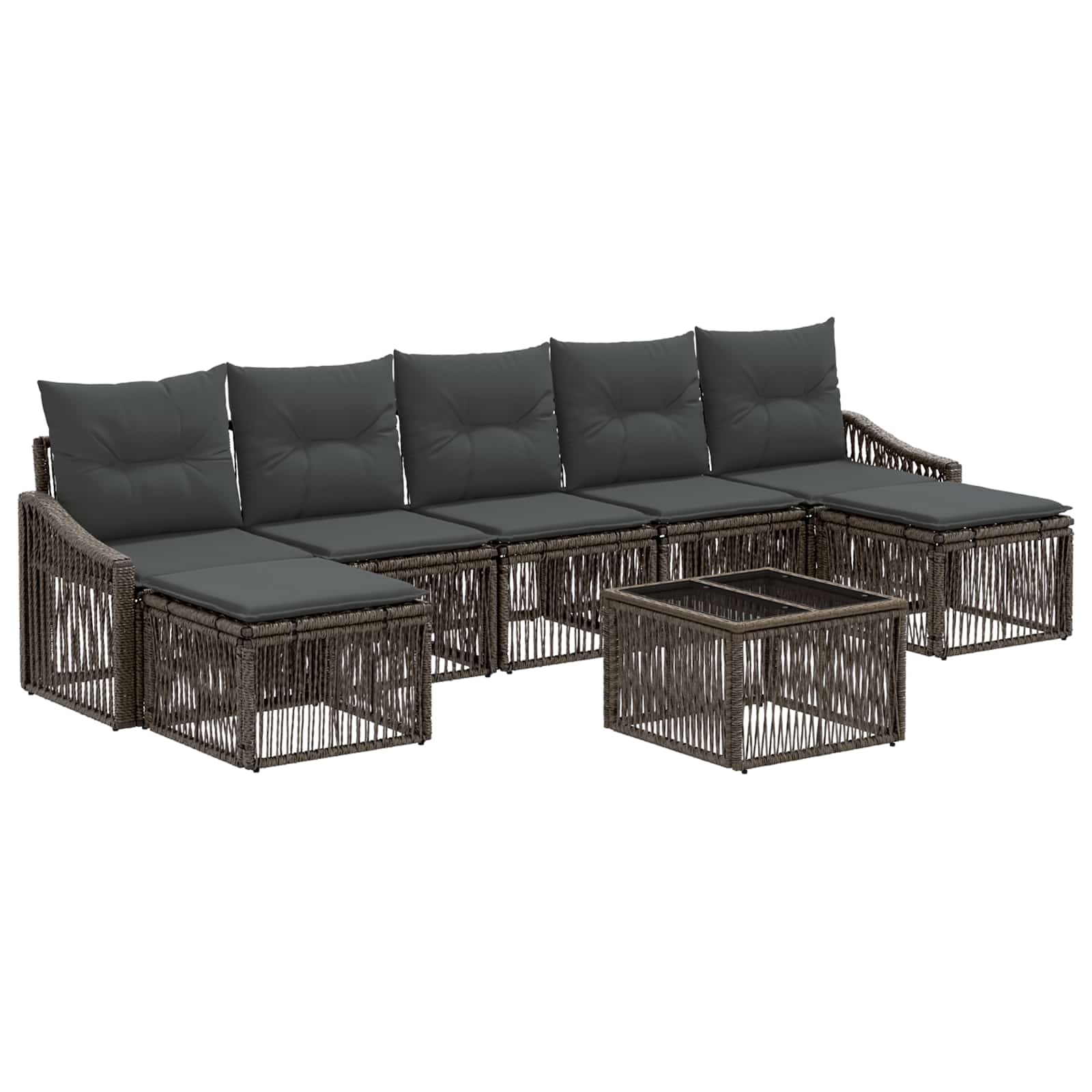 Tuinbankenset 8 pcs Grijs poly rattan is nu te koop bij PeponiXL, paradijselijk wonen!