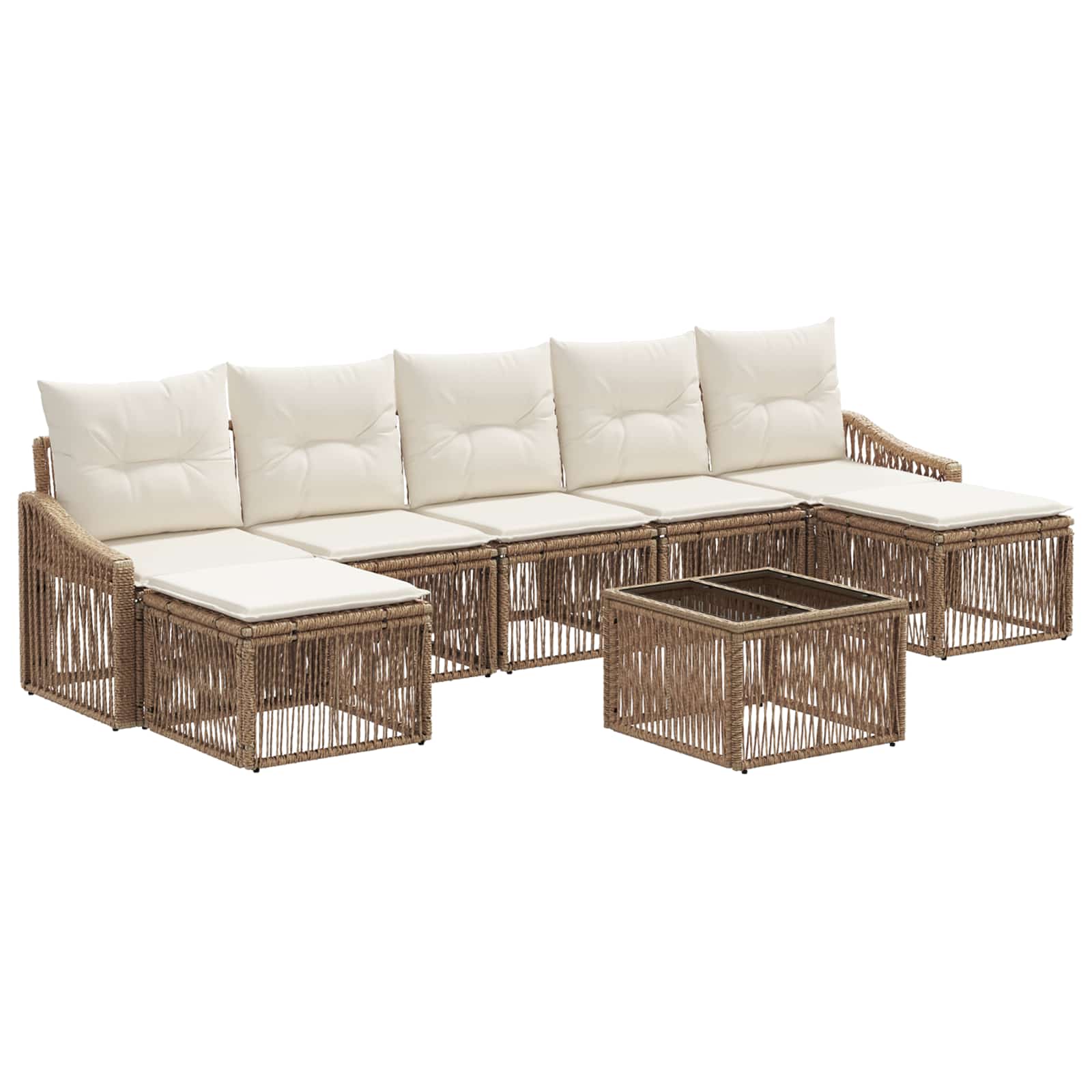 Tuinbankenset 8 pcs Beige poly rattan is nu te koop bij PeponiXL, paradijselijk wonen!