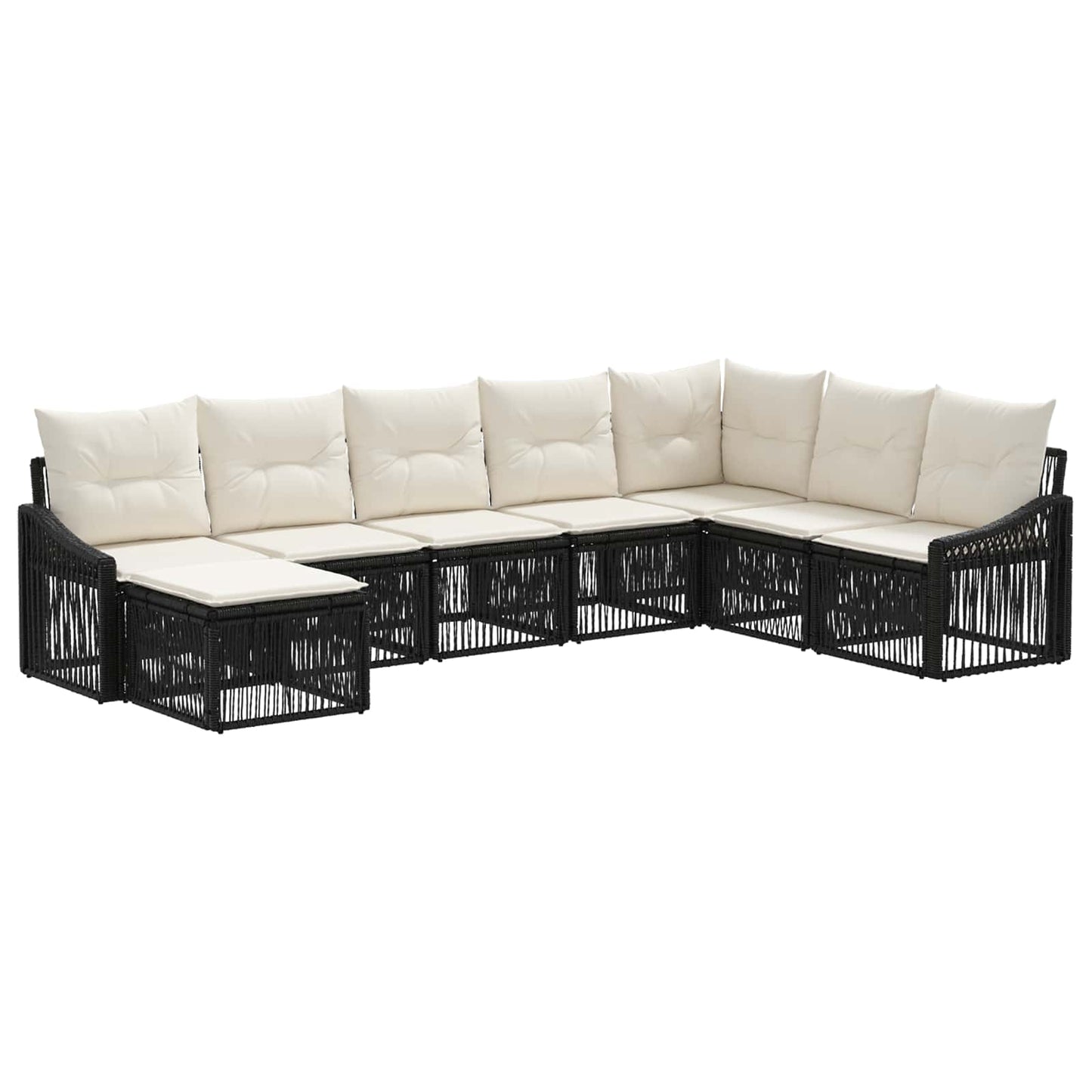 Tuinbankenset 8 pcs Zwart poly rattan is nu te koop bij PeponiXL, paradijselijk wonen!