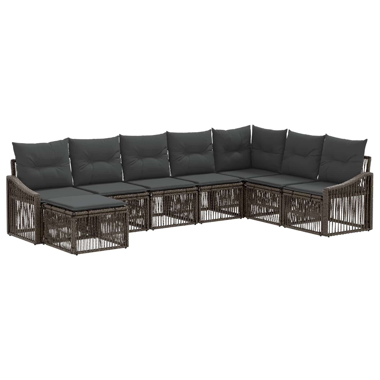 Tuinbankenset 8 pcs Grijs poly rattan is nu te koop bij PeponiXL, paradijselijk wonen!