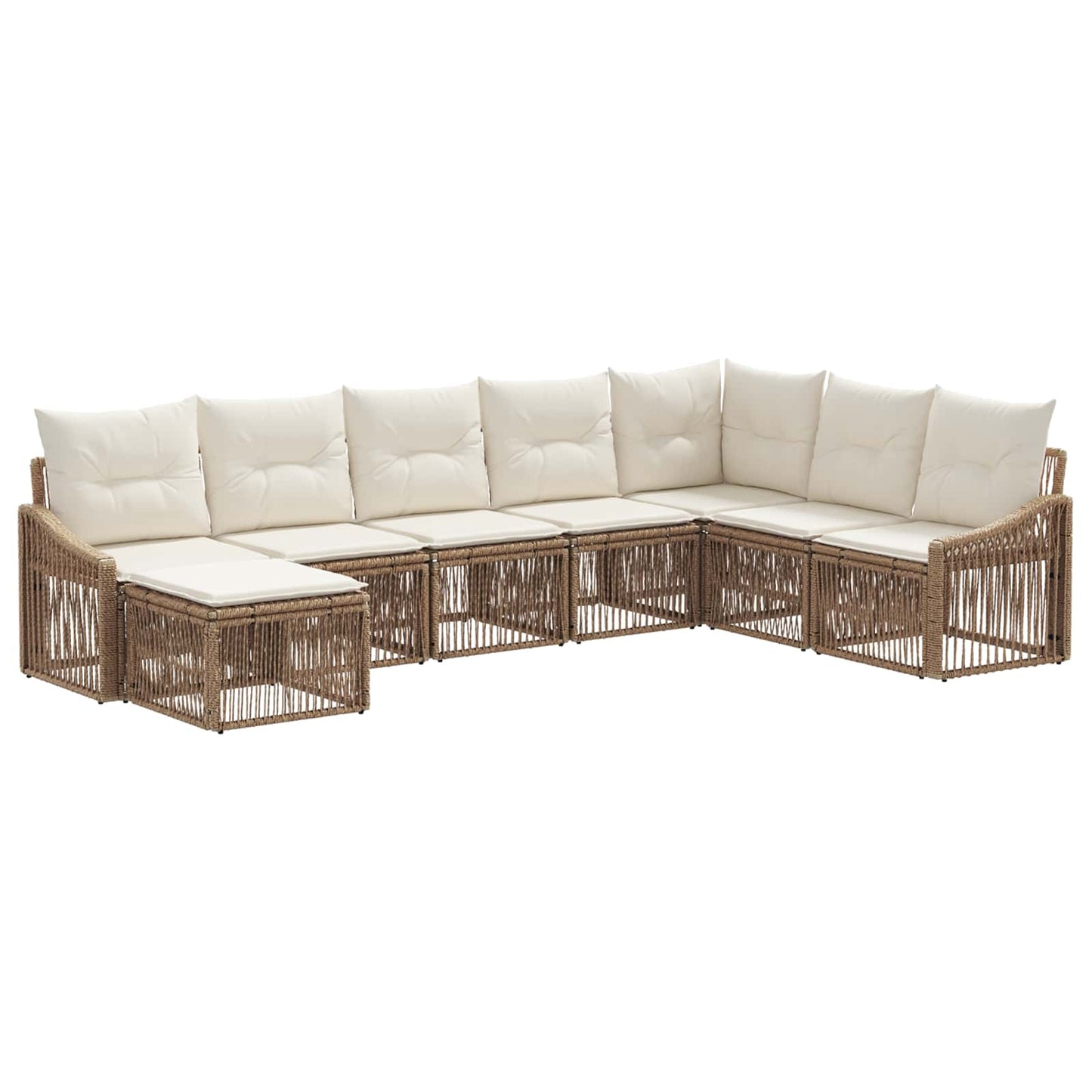 Tuinbankenset 8 pcs Beige poly rattan is nu te koop bij PeponiXL, paradijselijk wonen!