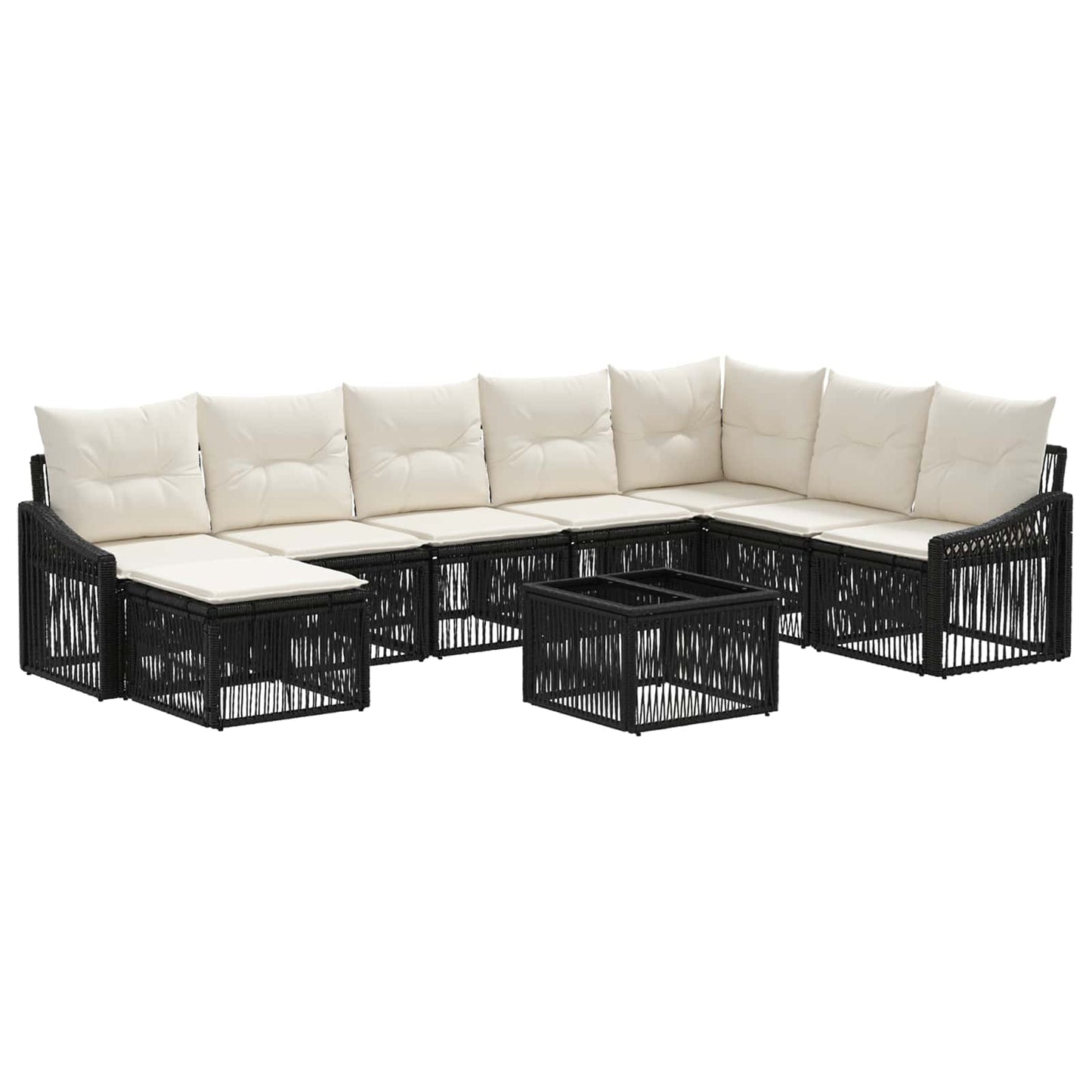 Tuinbankenset 9 pcs Zwart poly rattan is nu te koop bij PeponiXL, paradijselijk wonen!