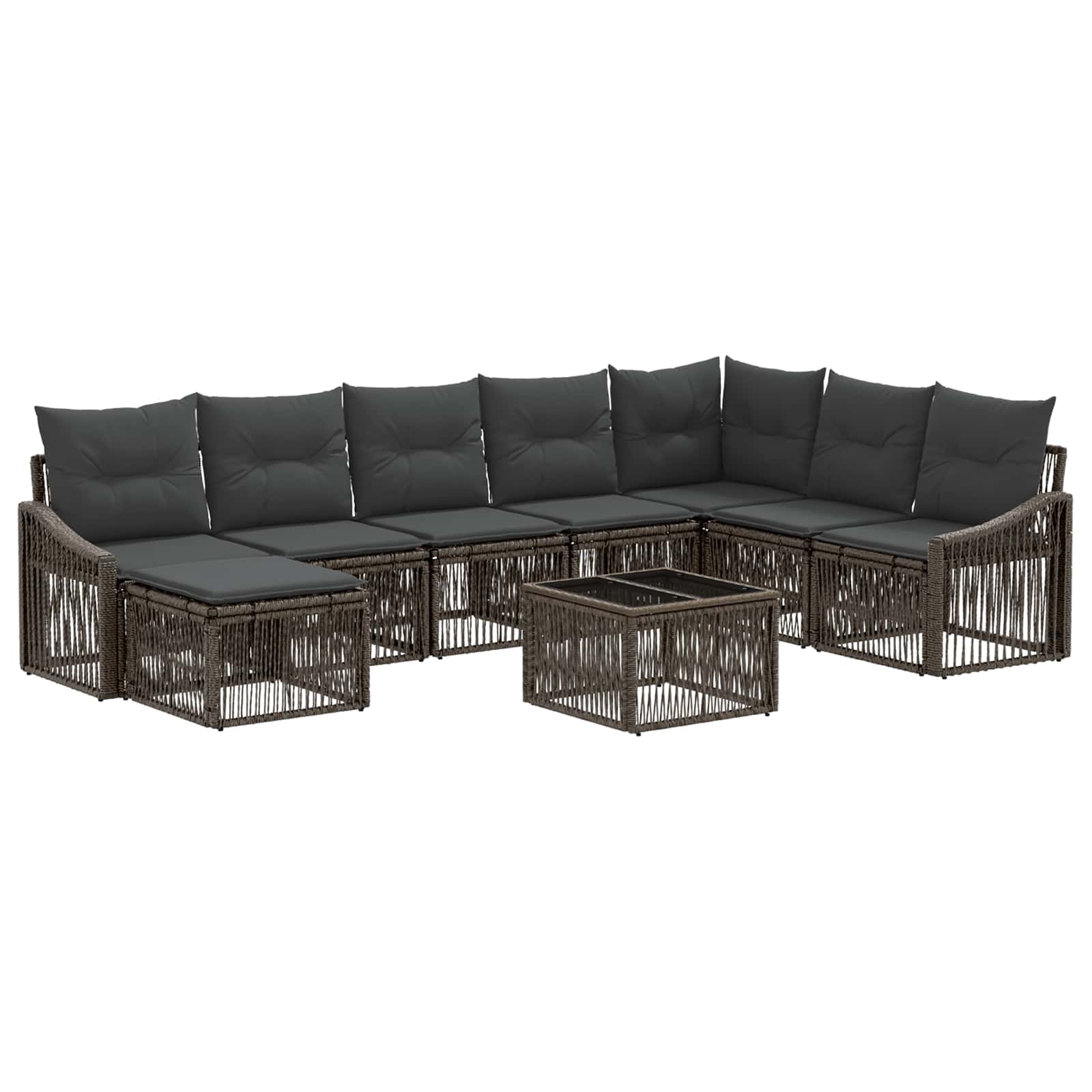 Tuinbankenset 9 pcs Grijs poly rattan is nu te koop bij PeponiXL, paradijselijk wonen!