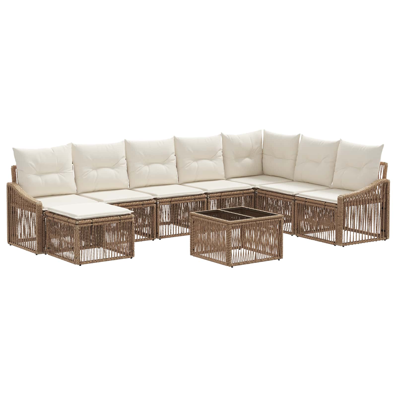 Tuinbankenset 9 pcs Beige poly rattan is nu te koop bij PeponiXL, paradijselijk wonen!