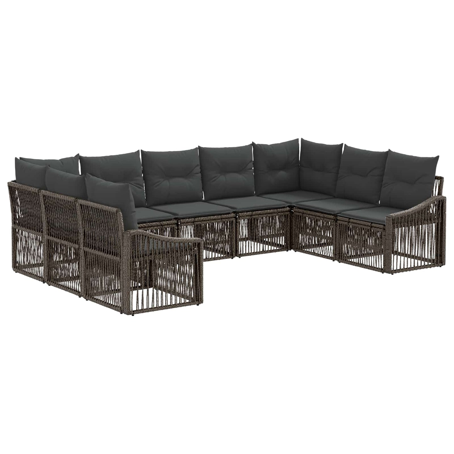Tuinbankenset 9 pcs Grijs poly rattan is nu te koop bij PeponiXL, paradijselijk wonen!
