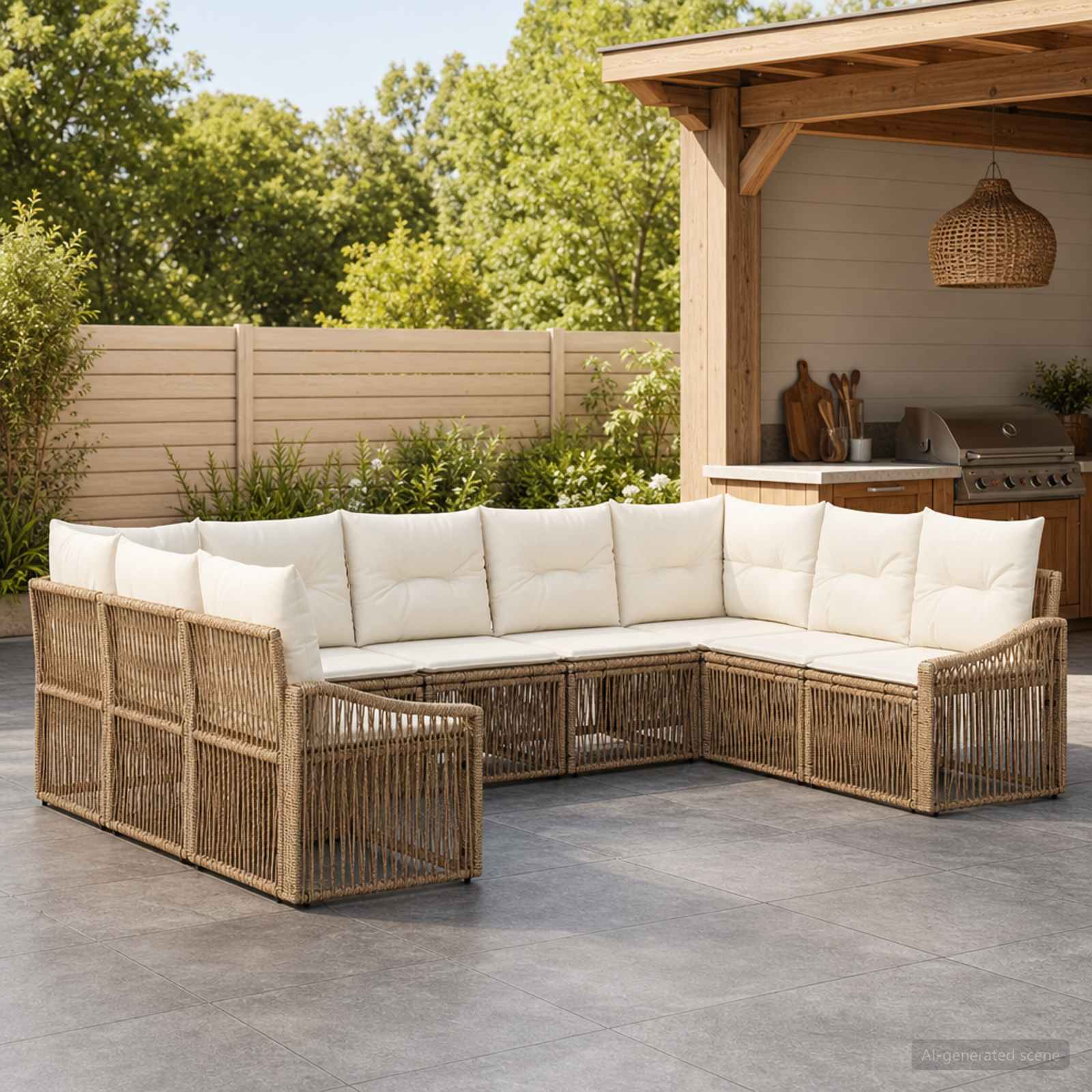 Tuinbankenset 9 pcs Beige poly rattan is nu te koop bij PeponiXL, paradijselijk wonen!