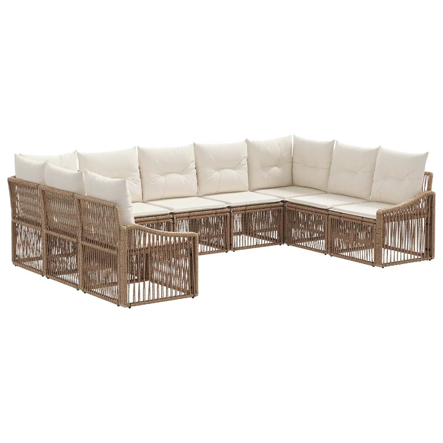 Tuinbankenset 9 pcs Beige poly rattan is nu te koop bij PeponiXL, paradijselijk wonen!