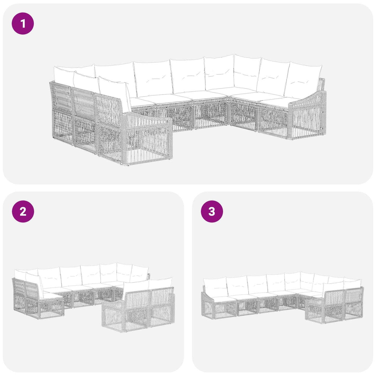 Tuinbankenset 9 pcs Beige poly rattan is nu te koop bij PeponiXL, paradijselijk wonen!