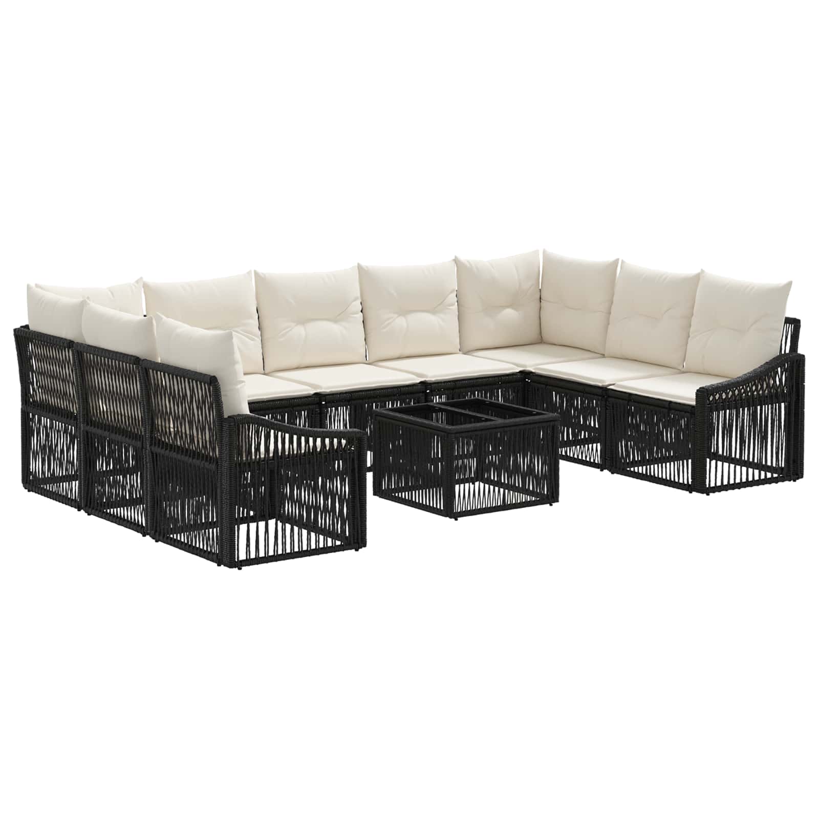 Tuinbankenset 10 pcs Zwart poly rattan is nu te koop bij PeponiXL, paradijselijk wonen!