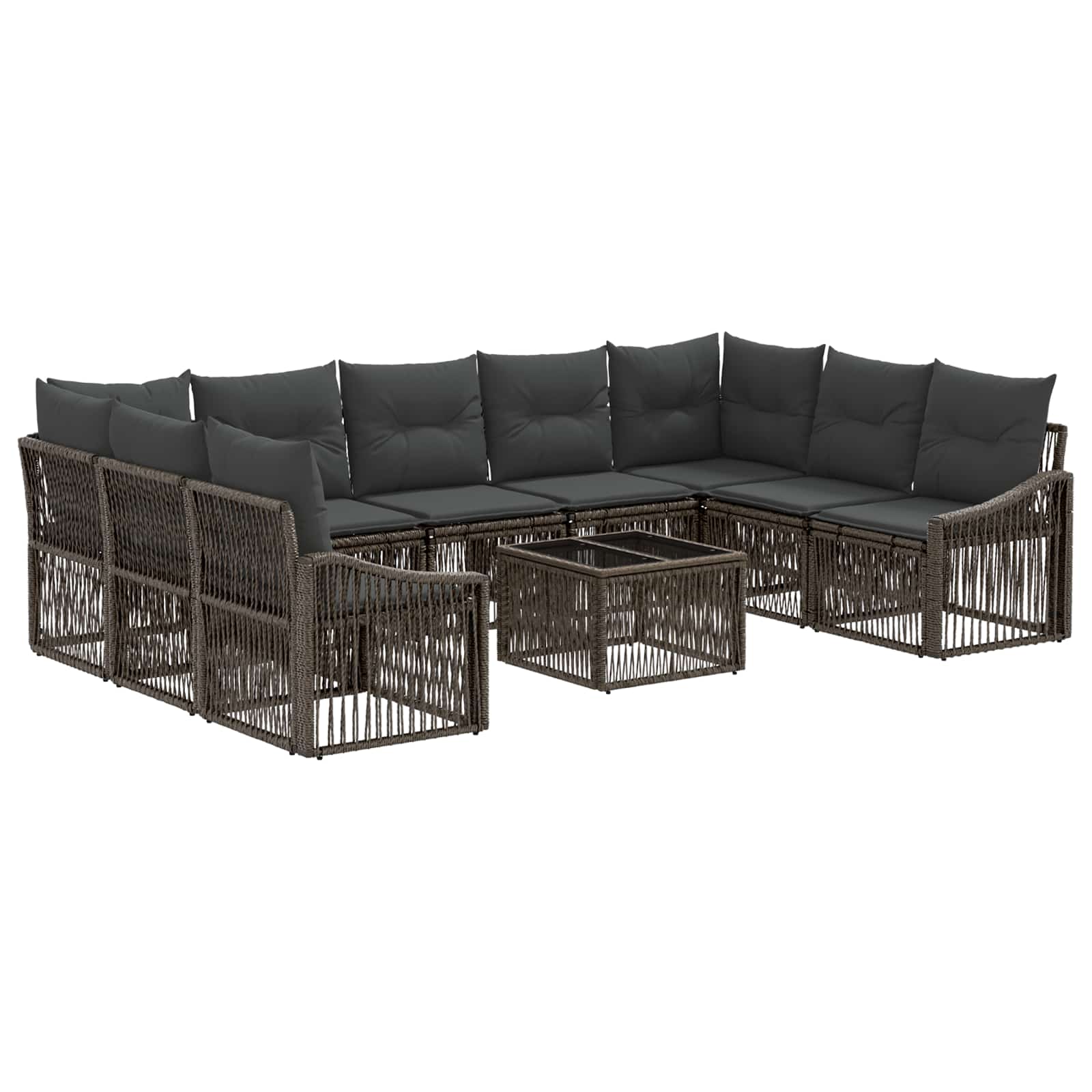 Tuinbankenset 10 pcs Grijs poly rattan is nu te koop bij PeponiXL, paradijselijk wonen!