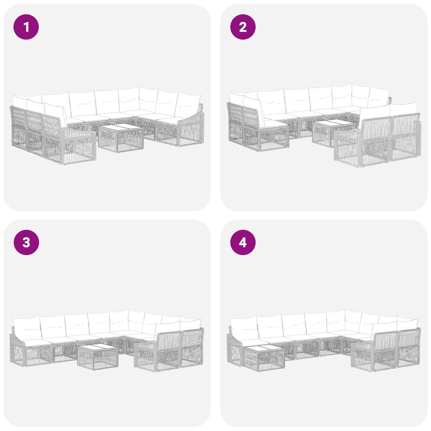 Tuinbankenset 10 pcs Grijs poly rattan is nu te koop bij PeponiXL, paradijselijk wonen!