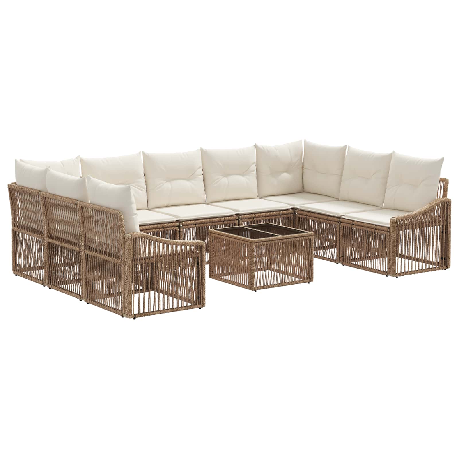 Tuinbankenset 10 pcs Beige poly rattan is nu te koop bij PeponiXL, paradijselijk wonen!