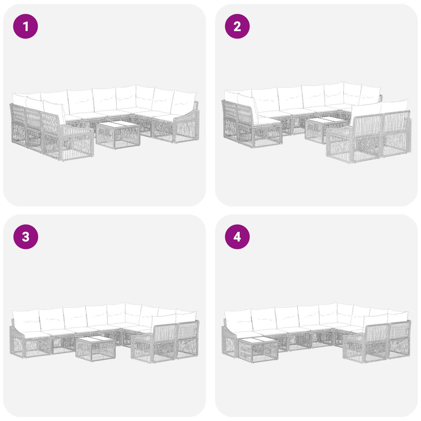 Tuinbankenset 10 pcs Beige poly rattan is nu te koop bij PeponiXL, paradijselijk wonen!