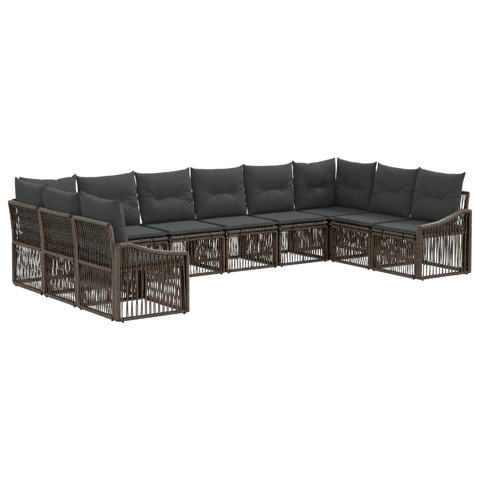 Tuinbankenset 10 pcs Grijs poly rattan is nu te koop bij PeponiXL, paradijselijk wonen!